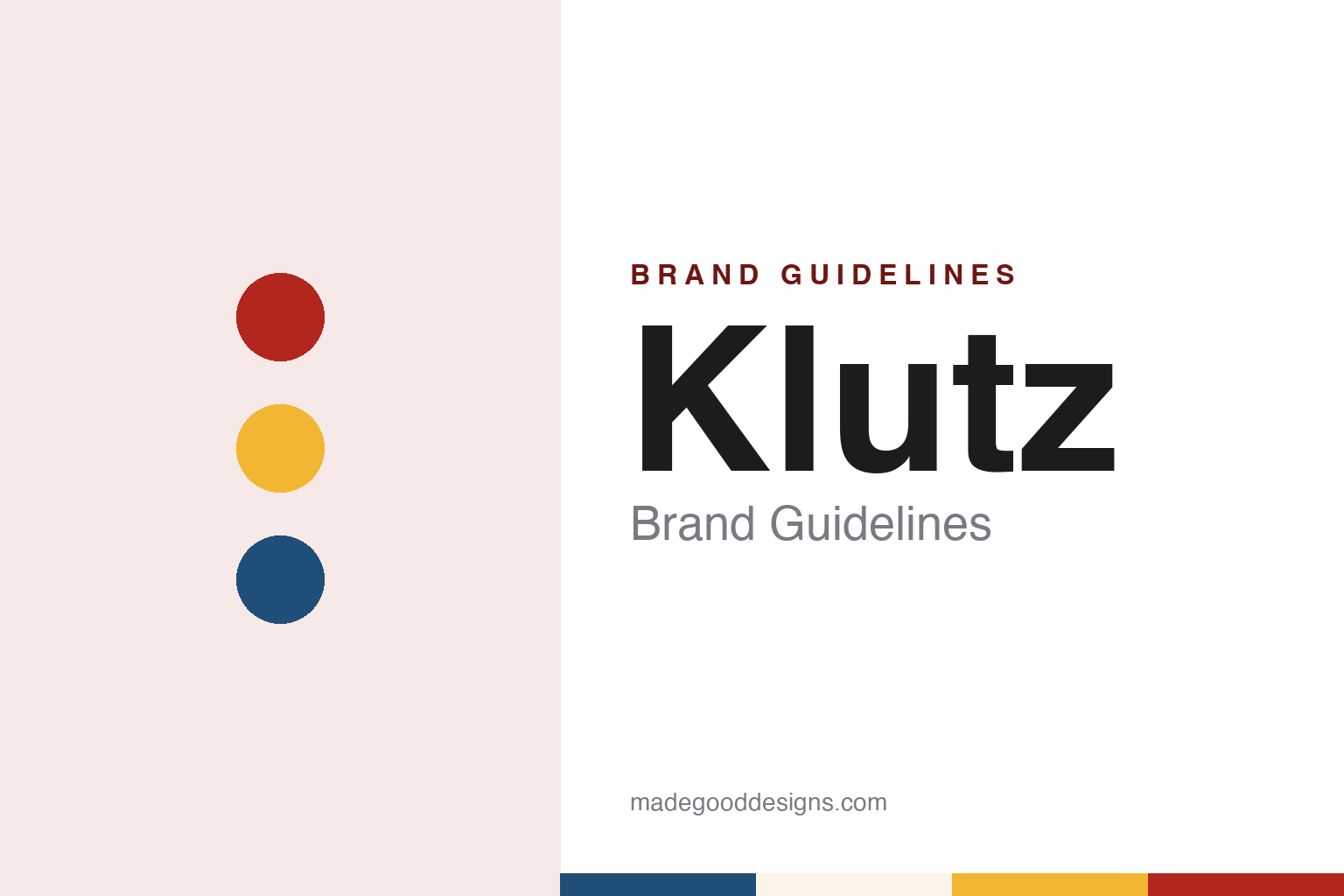 Klutz brand guidelines — abstract colour discs and material texture (original homage; not a Klutz product or logo)