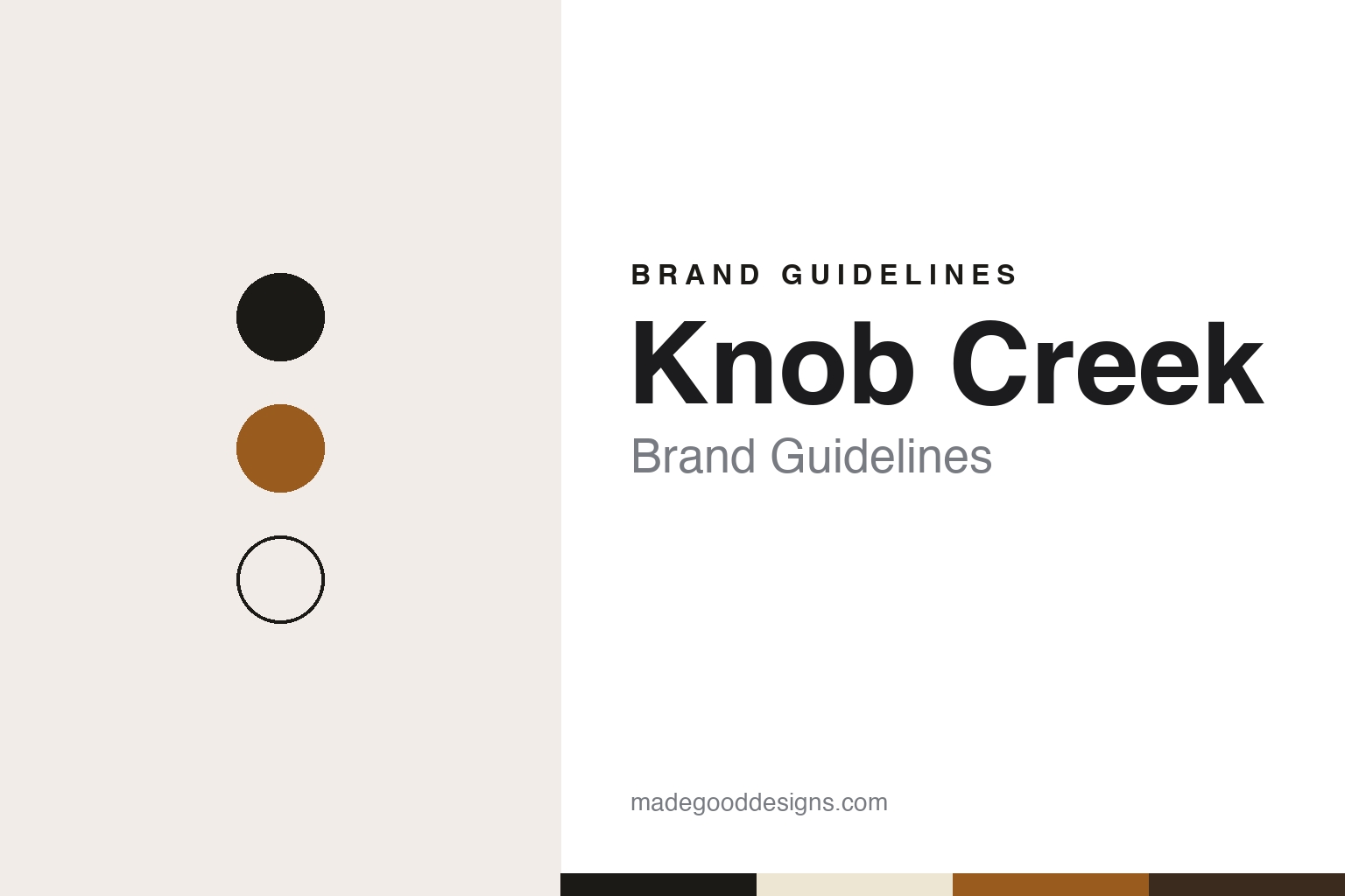 Knob Creek brand guidelines — abstract colour discs and material texture (original homage; not a Knob Creek product or logo)