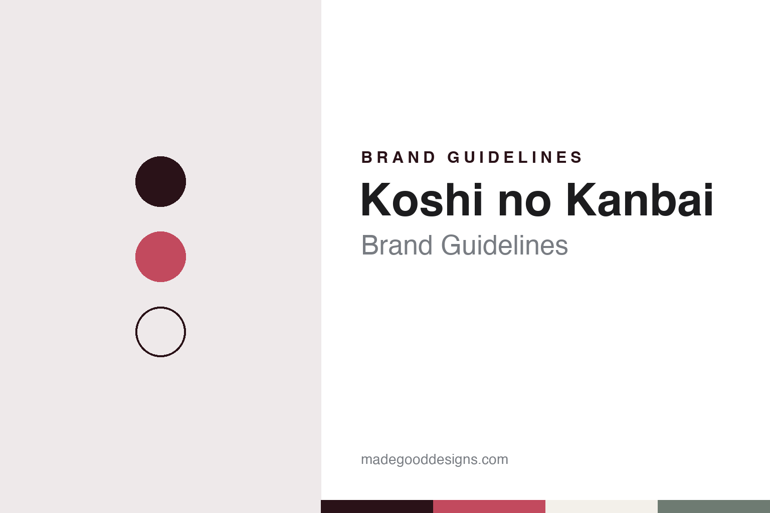 Koshi no Kanbai brand guidelines — abstract colour discs and material texture (original homage; not a Koshi no Kanbai product or logo)