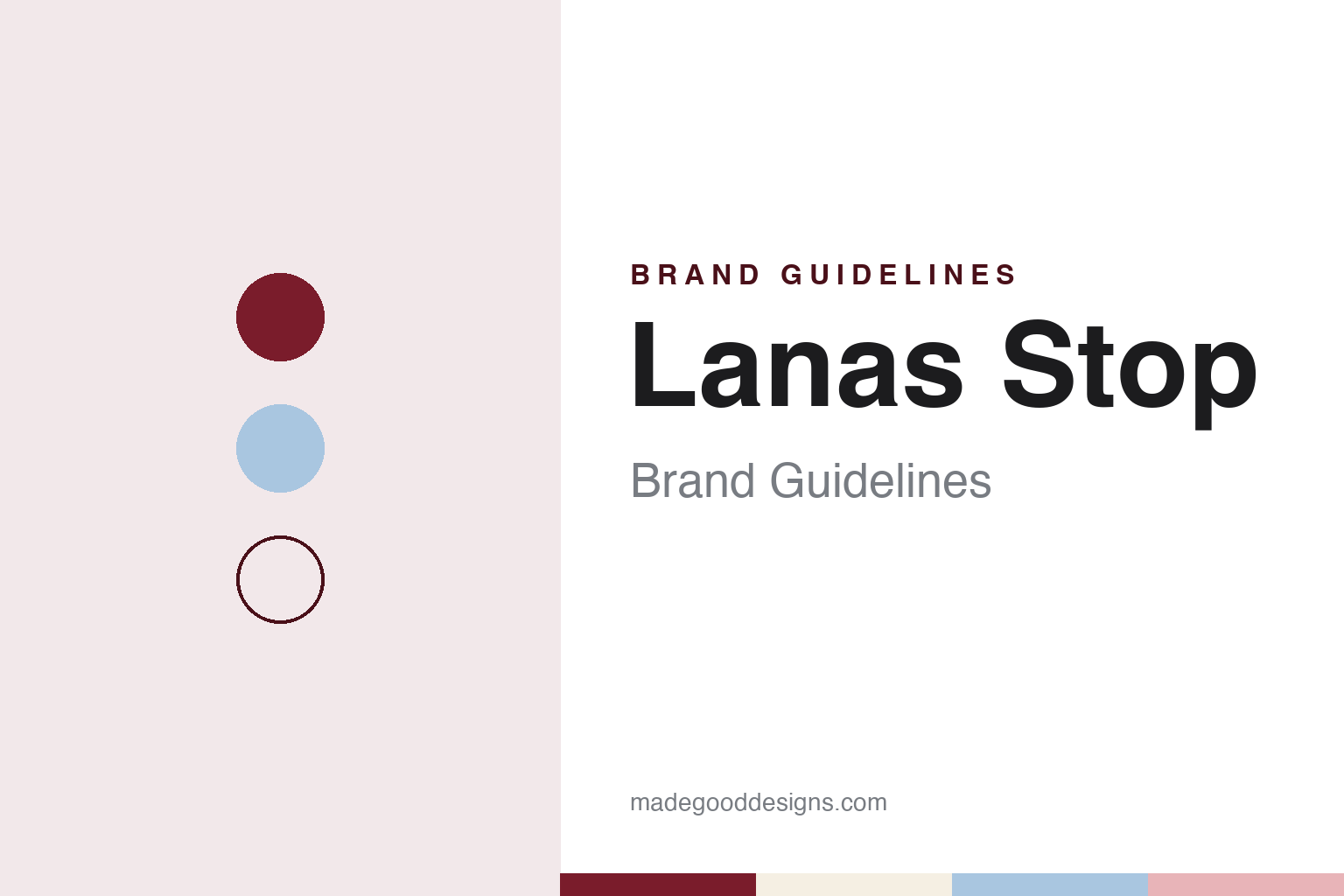 Lanas Stop brand guidelines — abstract colour discs and material texture (original homage; not a Lanas Stop product or logo)