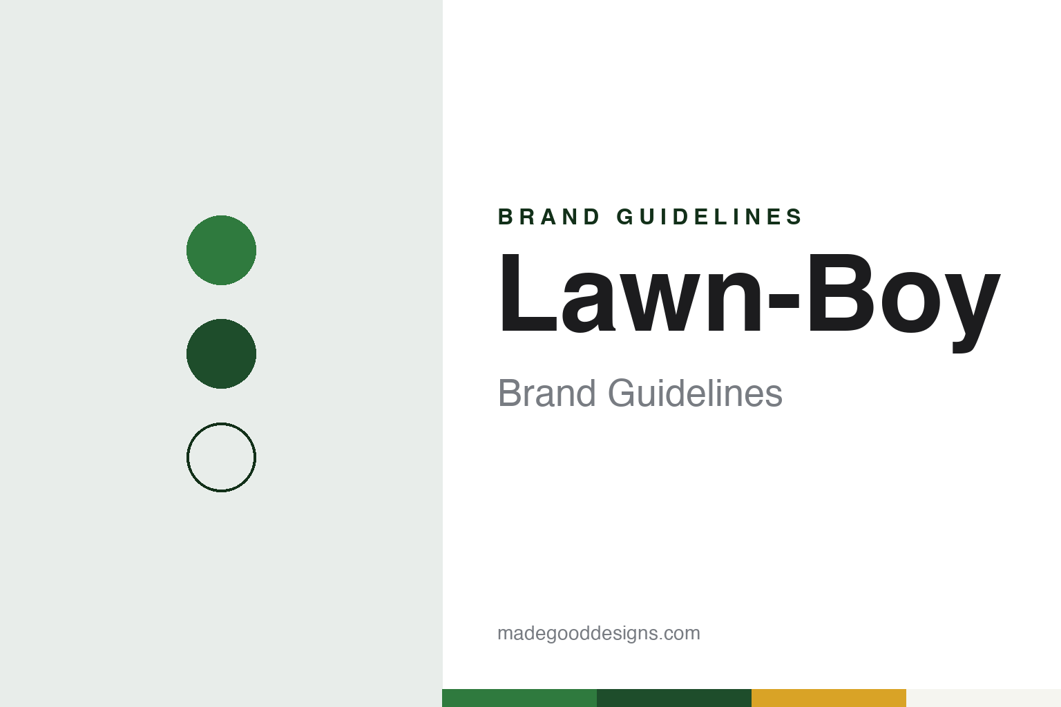 Lawn-Boy brand guidelines — abstract colour discs and material texture (original homage; not a Lawn-Boy product or logo)