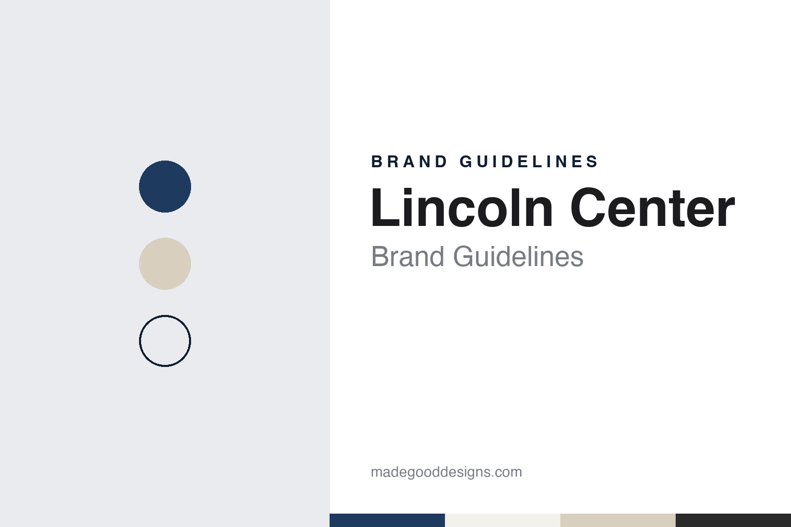 Lincoln Center brand guidelines — abstract colour discs and material texture (original homage; not a Lincoln Center product or logo)