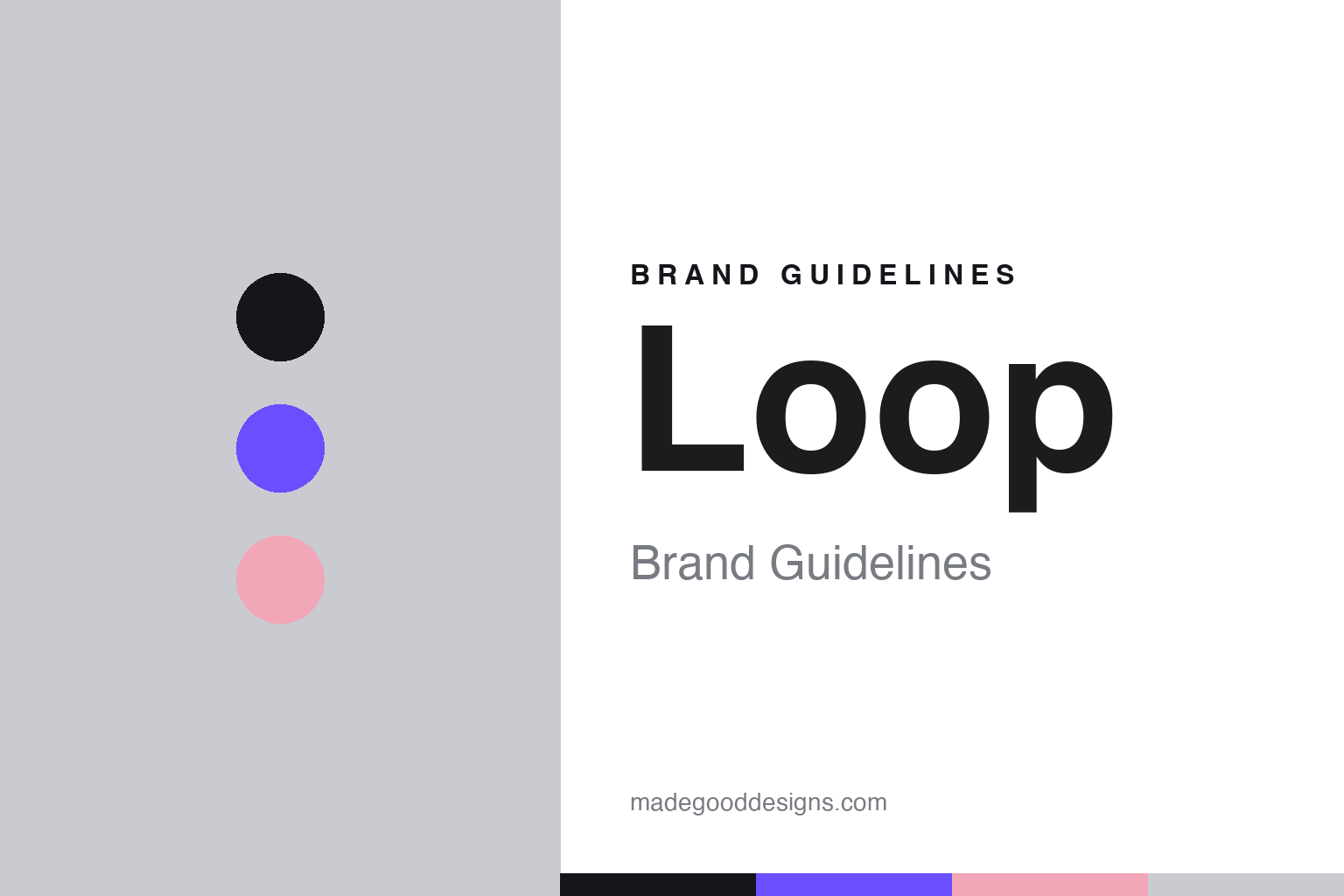 Loop brand guidelines — abstract colour discs and material texture (original homage; not a Loop product or logo)