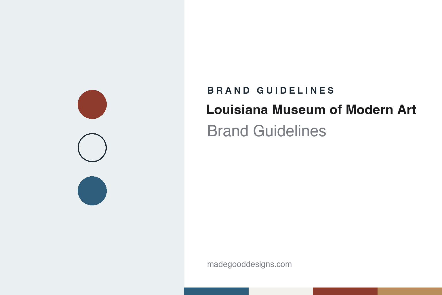 Louisiana Museum of Modern Art brand guidelines — abstract colour discs and material texture (original homage; not a Louisiana Museum of Modern Art product or logo)