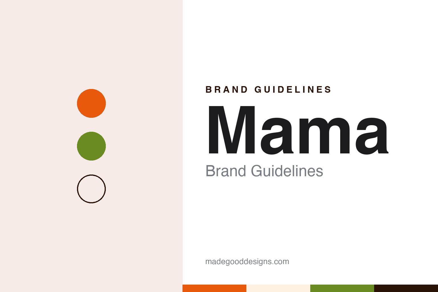 Mama brand guidelines — abstract colour discs and material texture (original homage; not a Mama product or logo)