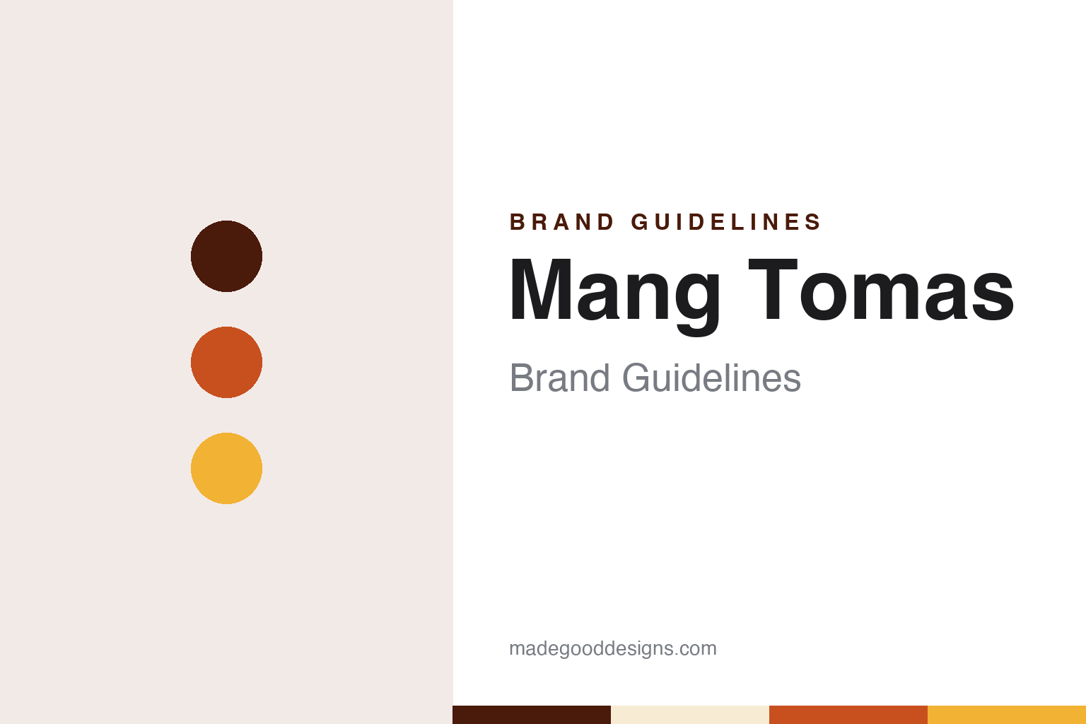 Mang Tomas brand guidelines — abstract colour discs and material texture (original homage; not a Mang Tomas product or logo)