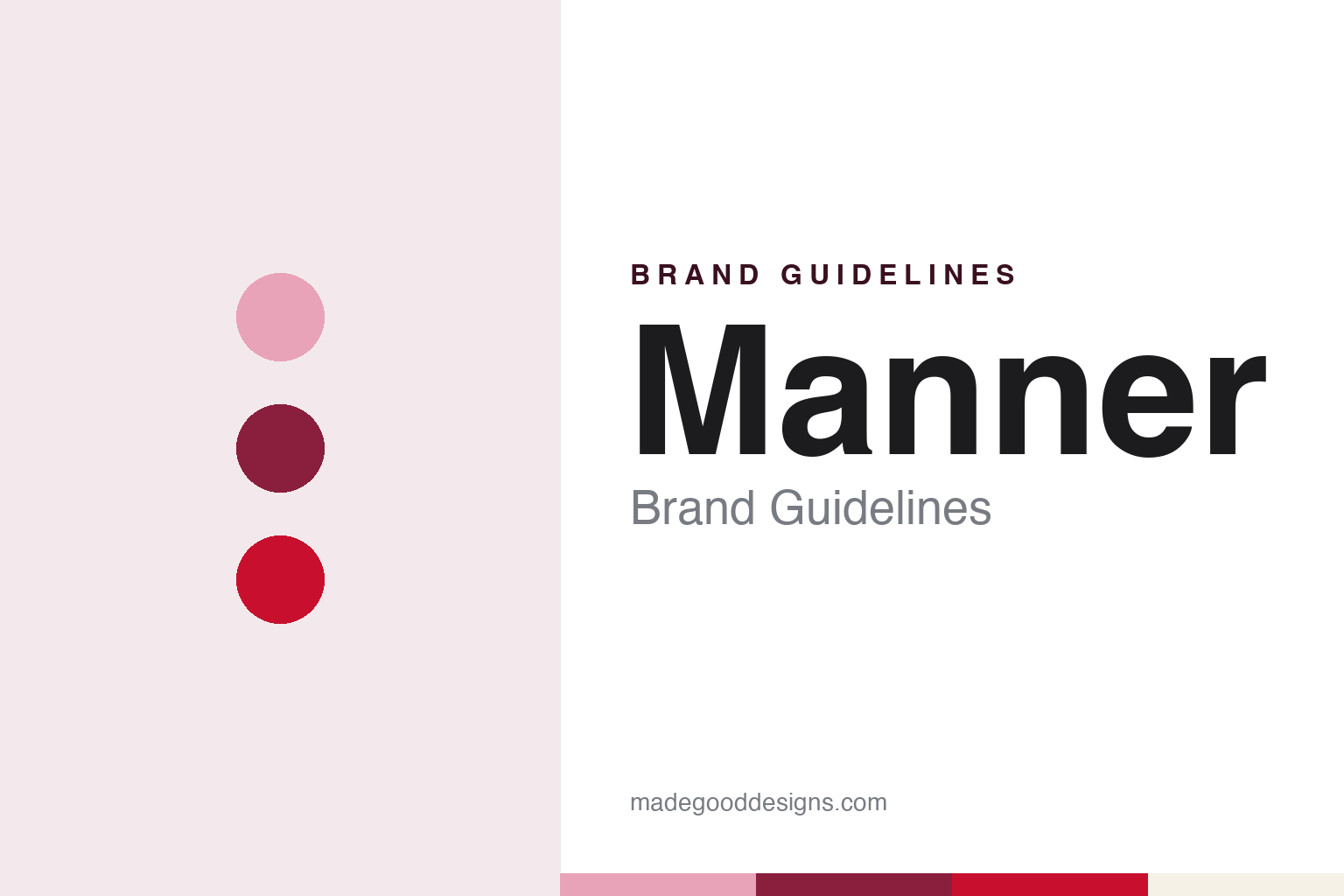 Manner brand guidelines — abstract colour discs and material texture (original homage; not a Manner product or logo)