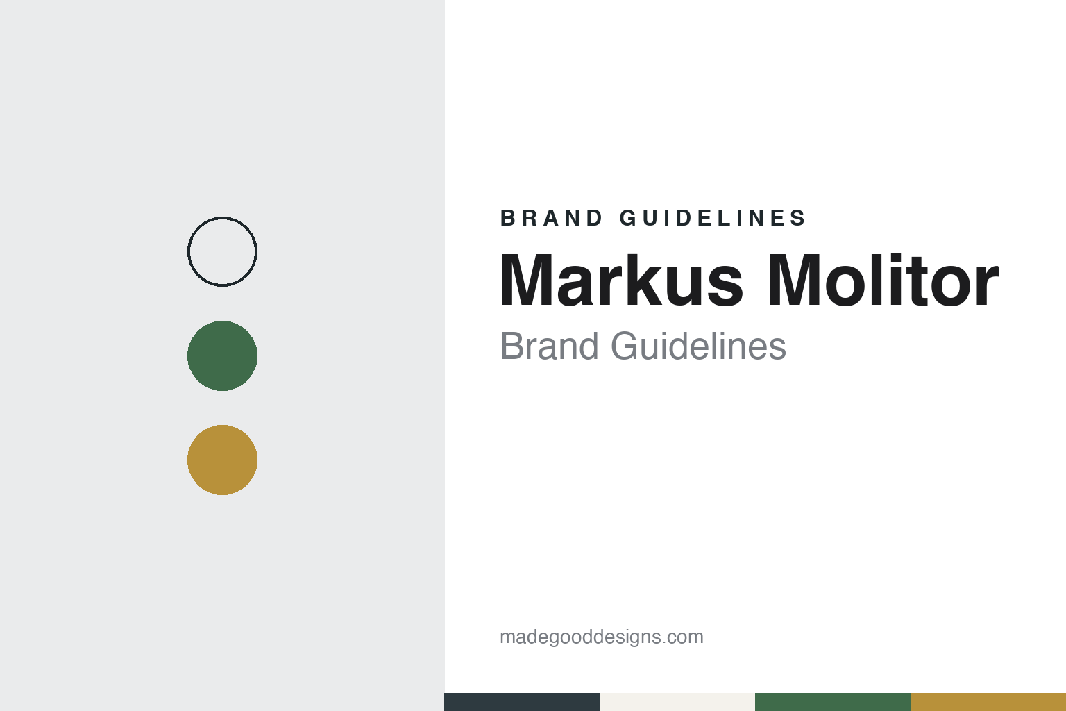 Markus Molitor brand guidelines — abstract colour discs and material texture (original homage; not a Markus Molitor product or logo)