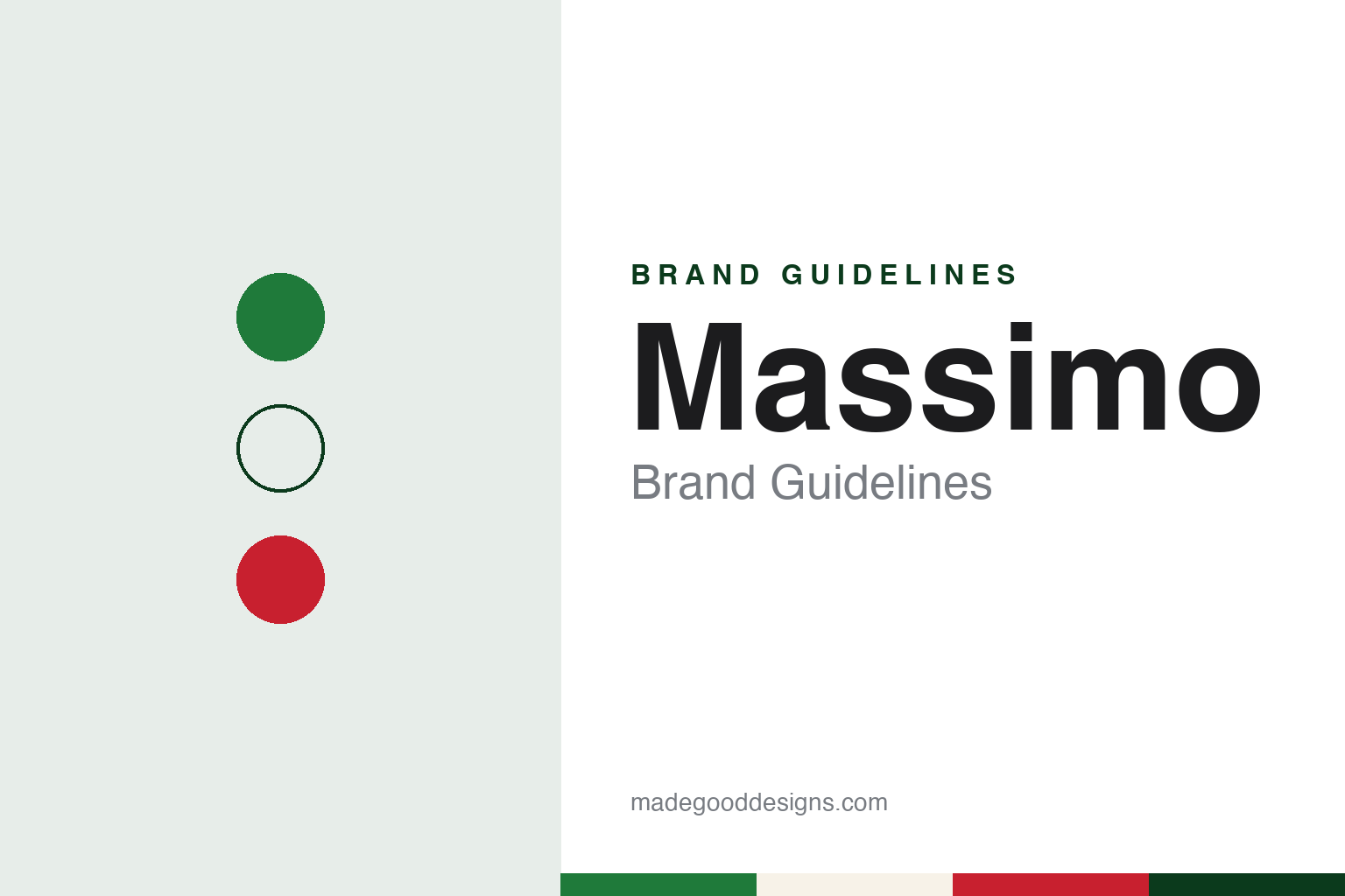 Massimo brand guidelines — abstract colour discs and material texture (original homage; not a Massimo product or logo)