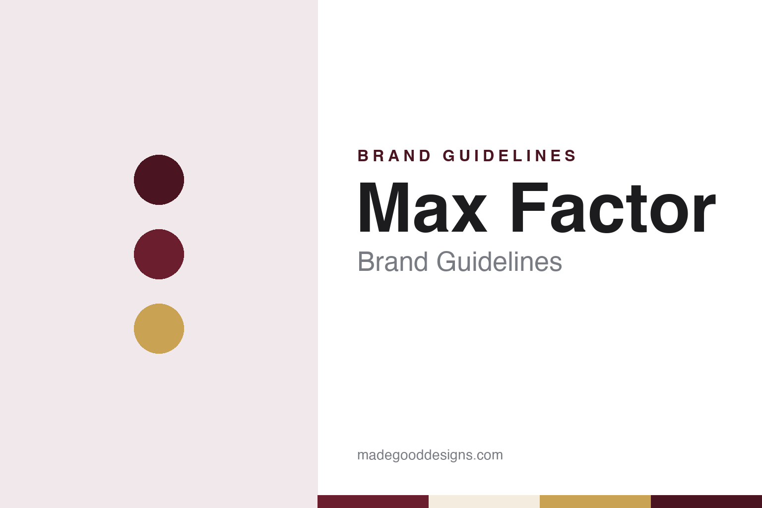 Max Factor brand guidelines — abstract colour discs and material texture (original homage; not a Max Factor product or logo)