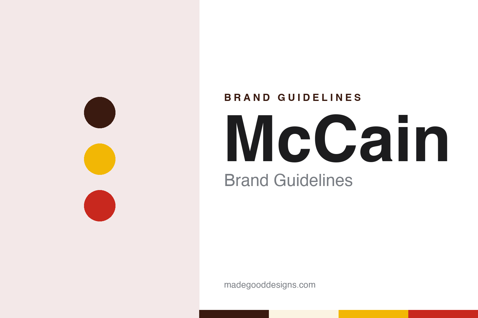 McCain brand guidelines — abstract colour discs and material texture (original homage; not a McCain product or logo)