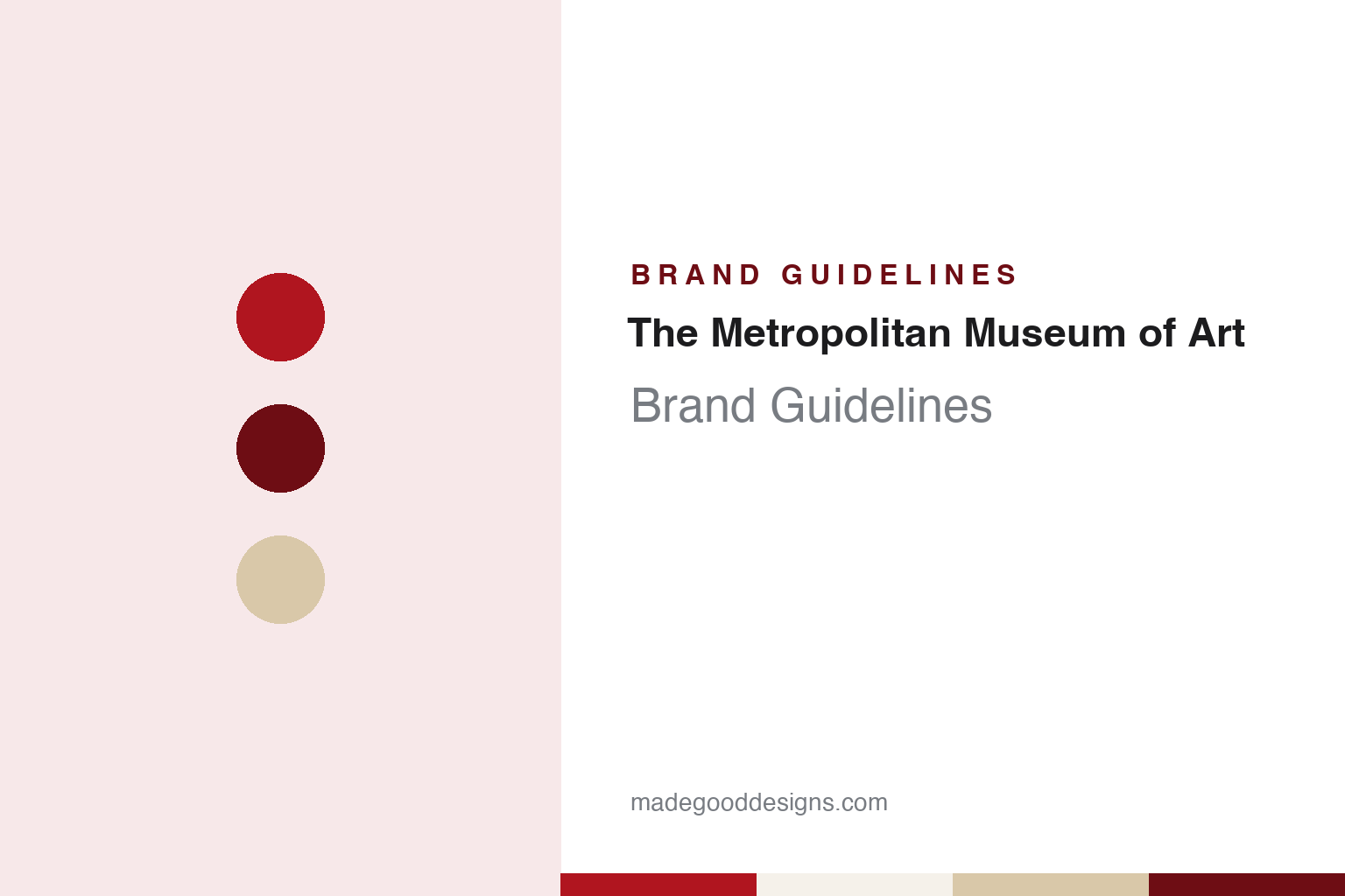 The Metropolitan Museum of Art brand guidelines — abstract colour discs and material texture (original homage; not a The Metropolitan Museum of Art product or logo)