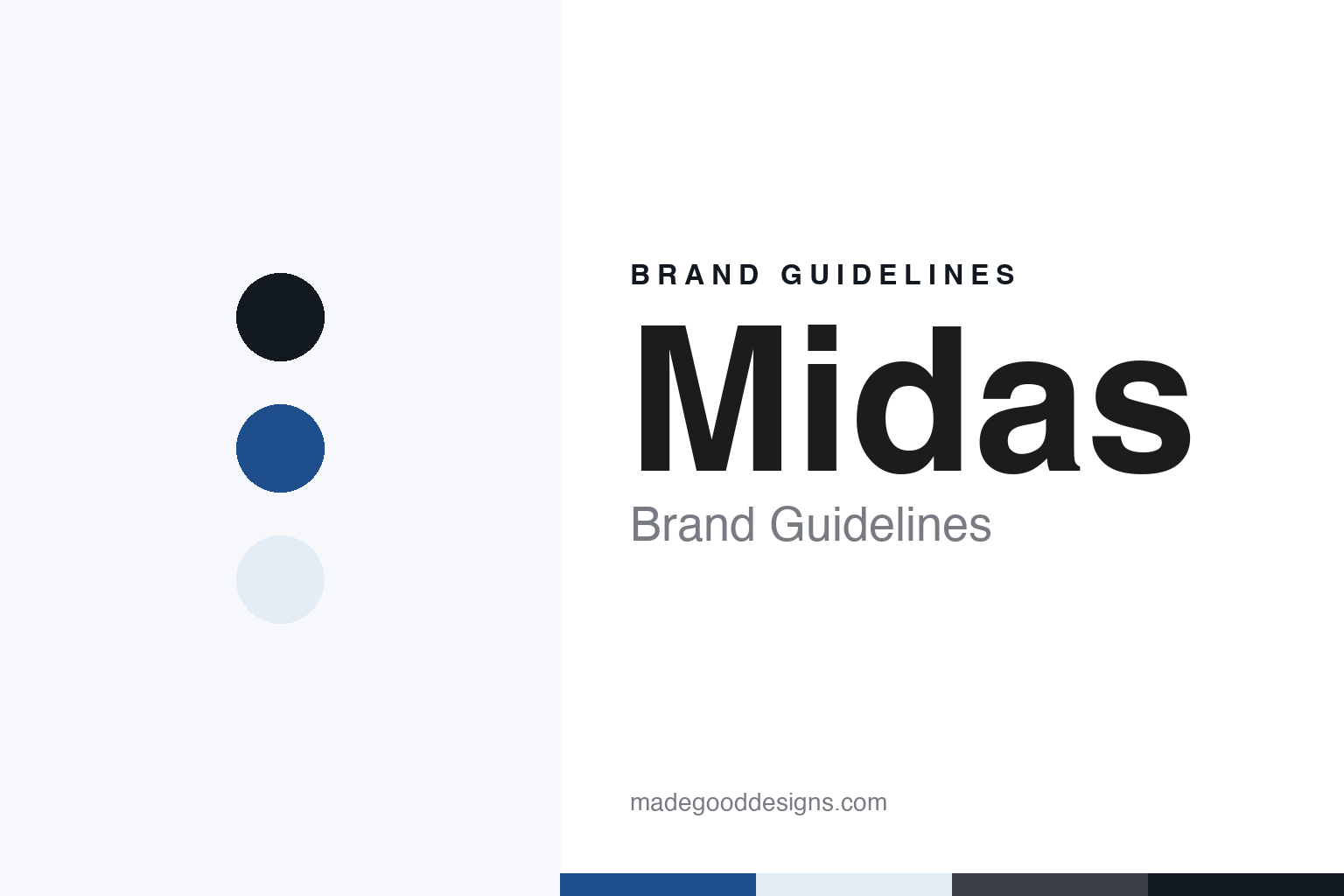 Midas brand guidelines — abstract colour discs and material texture (original homage; not a Midas product or logo)