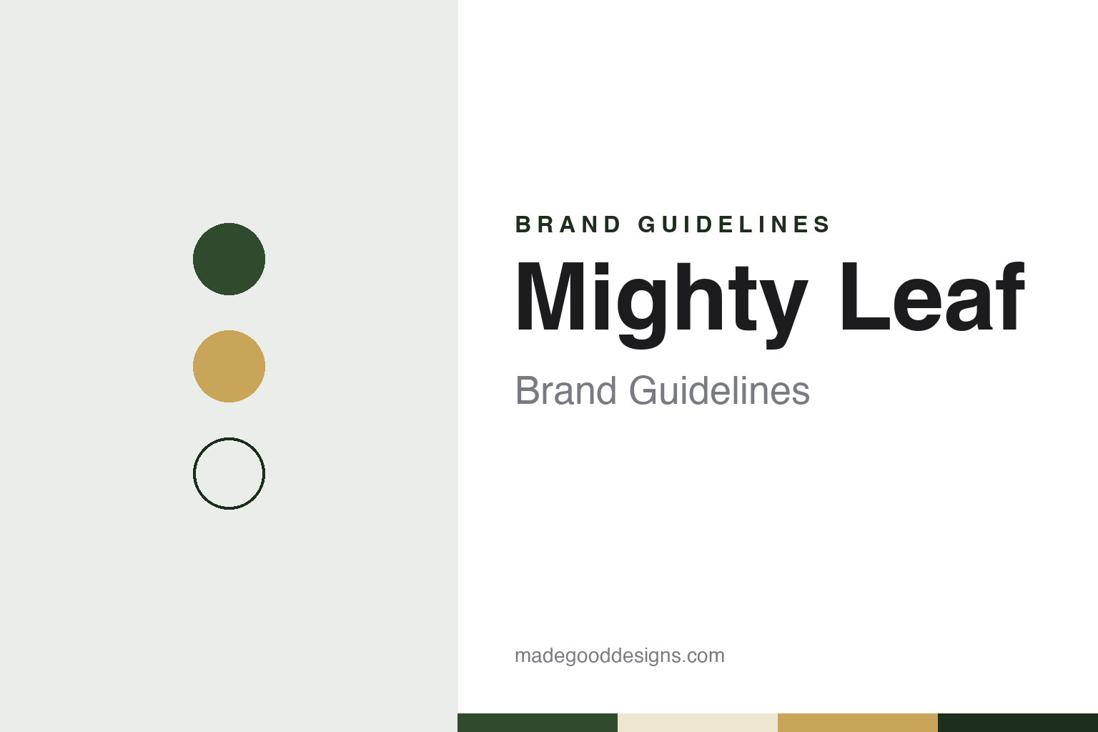 Mighty Leaf brand guidelines — abstract colour discs and material texture (original homage; not a Mighty Leaf product or logo)