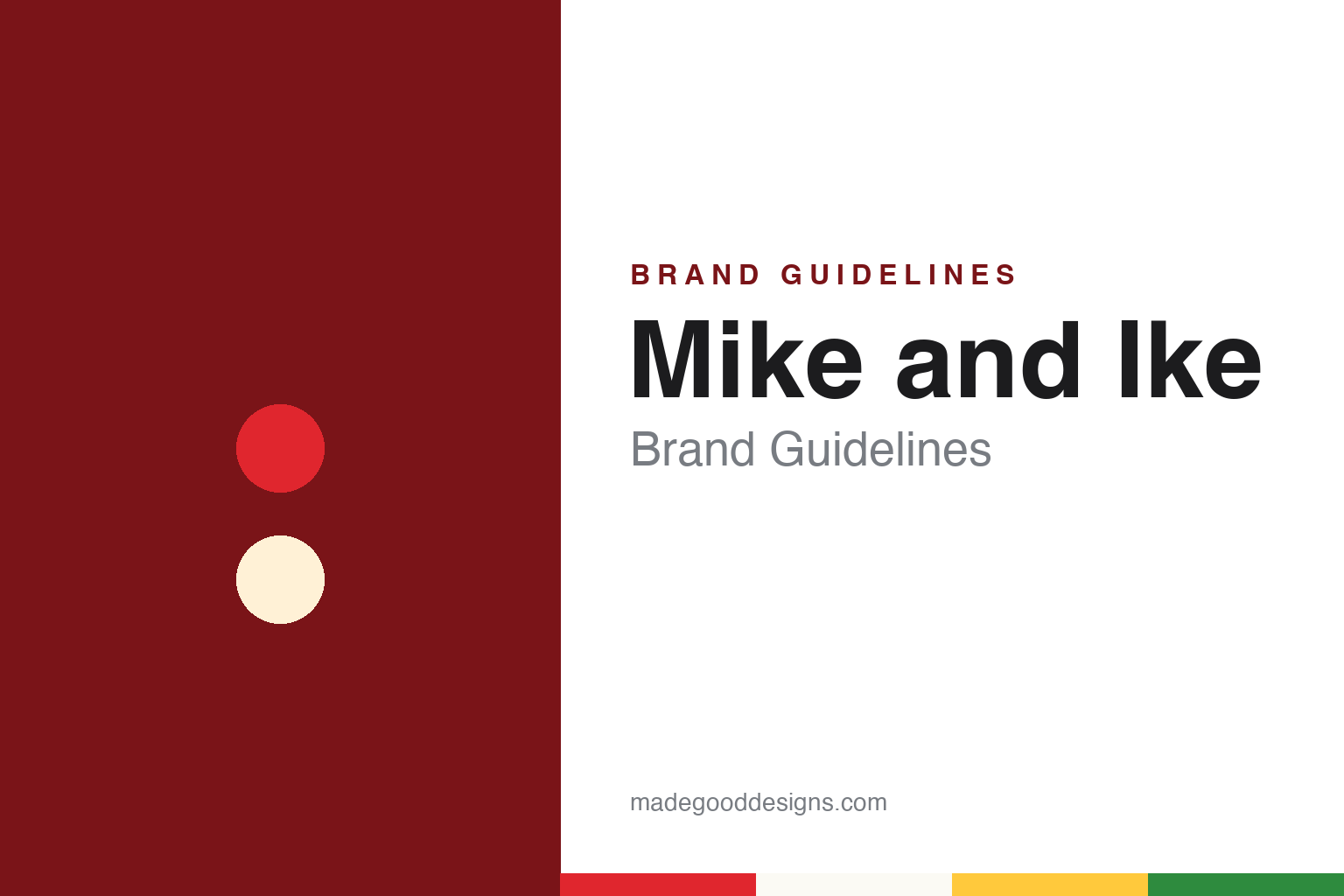 Mike and Ike brand guidelines — abstract colour discs and material texture (original homage; not a Mike and Ike product or logo)