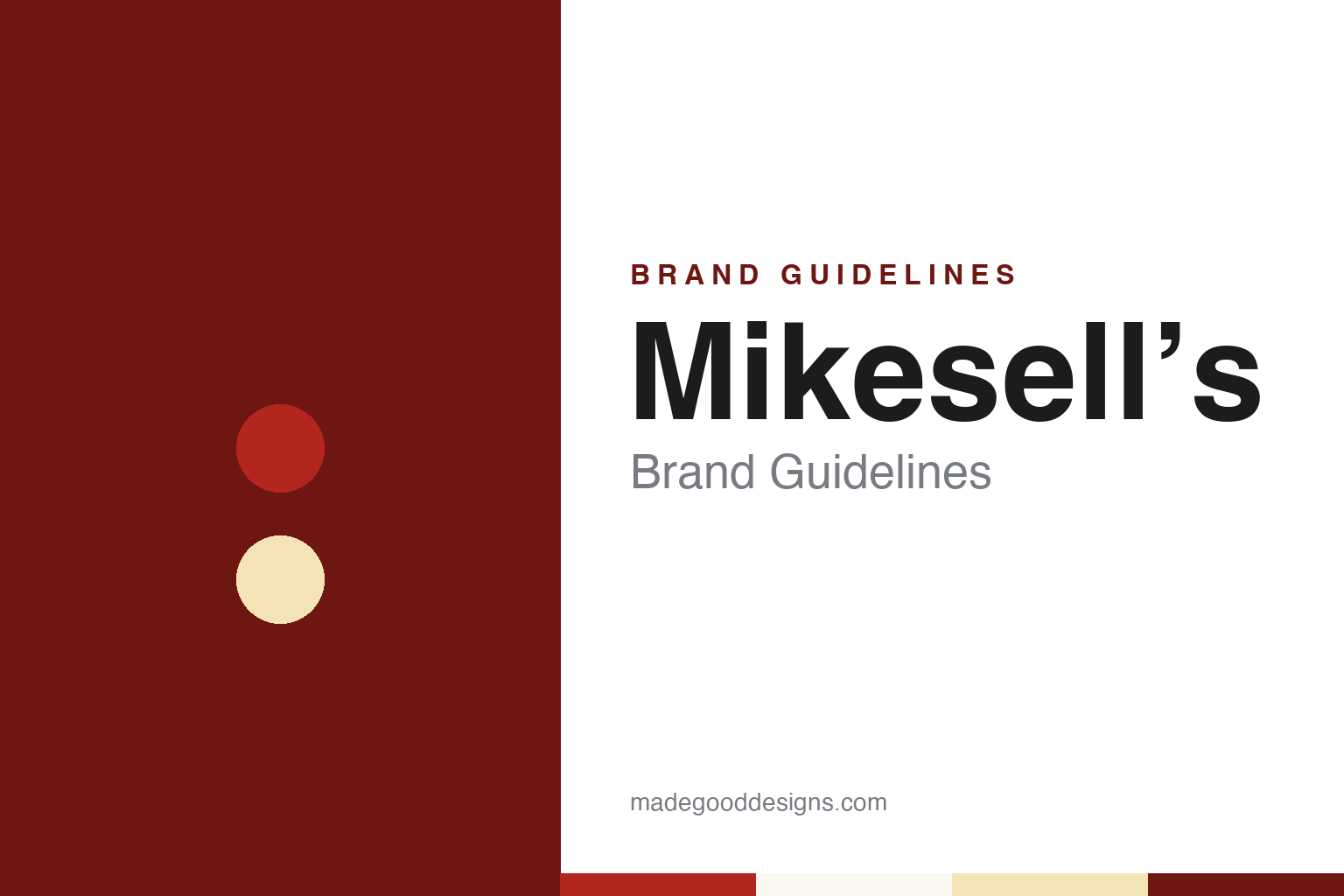 Mikesell’s brand guidelines — abstract colour discs and material texture (original homage; not a Mikesell’s product or logo)