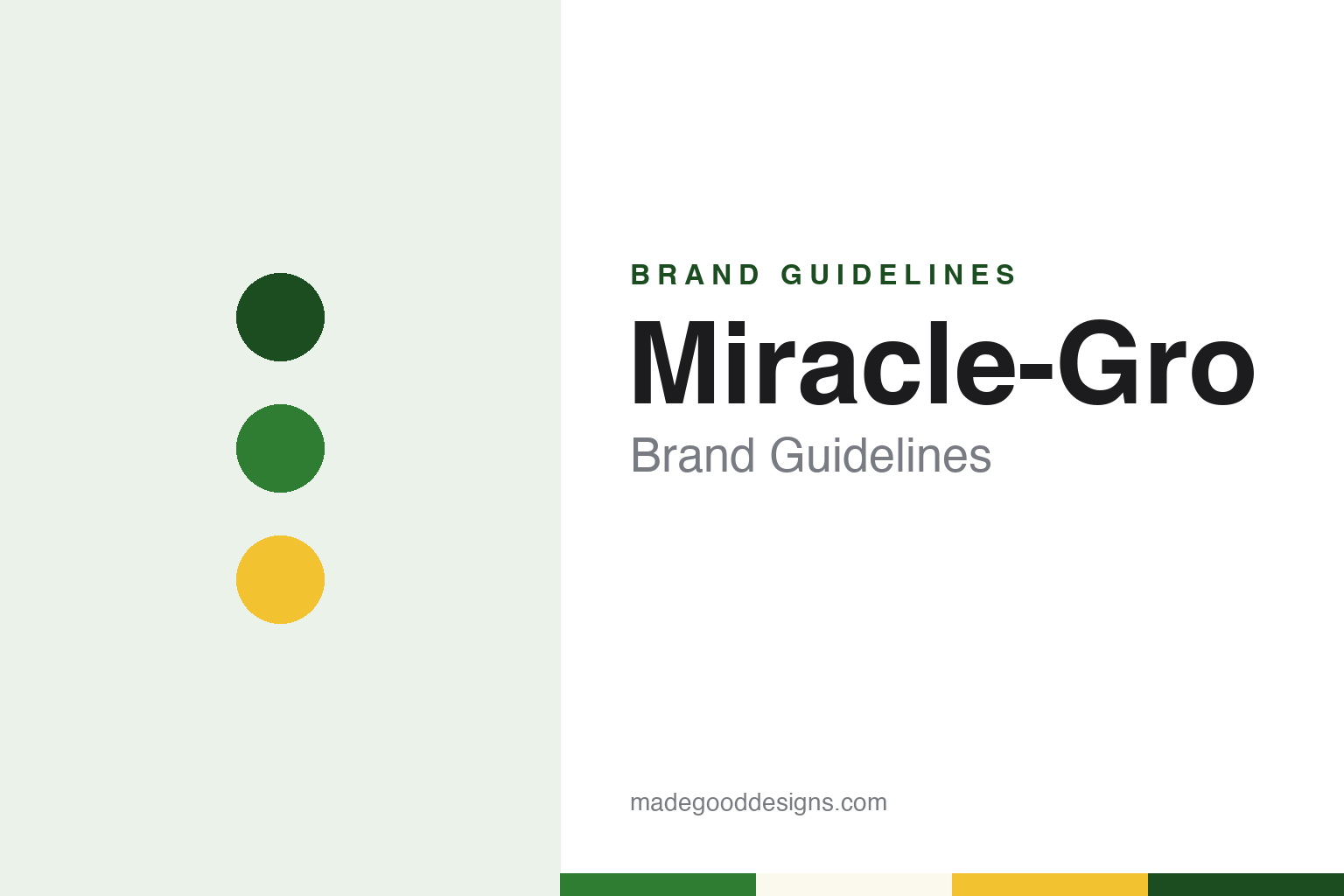 Miracle-Gro brand guidelines — abstract colour discs and material texture (original homage; not a Miracle-Gro product or logo)