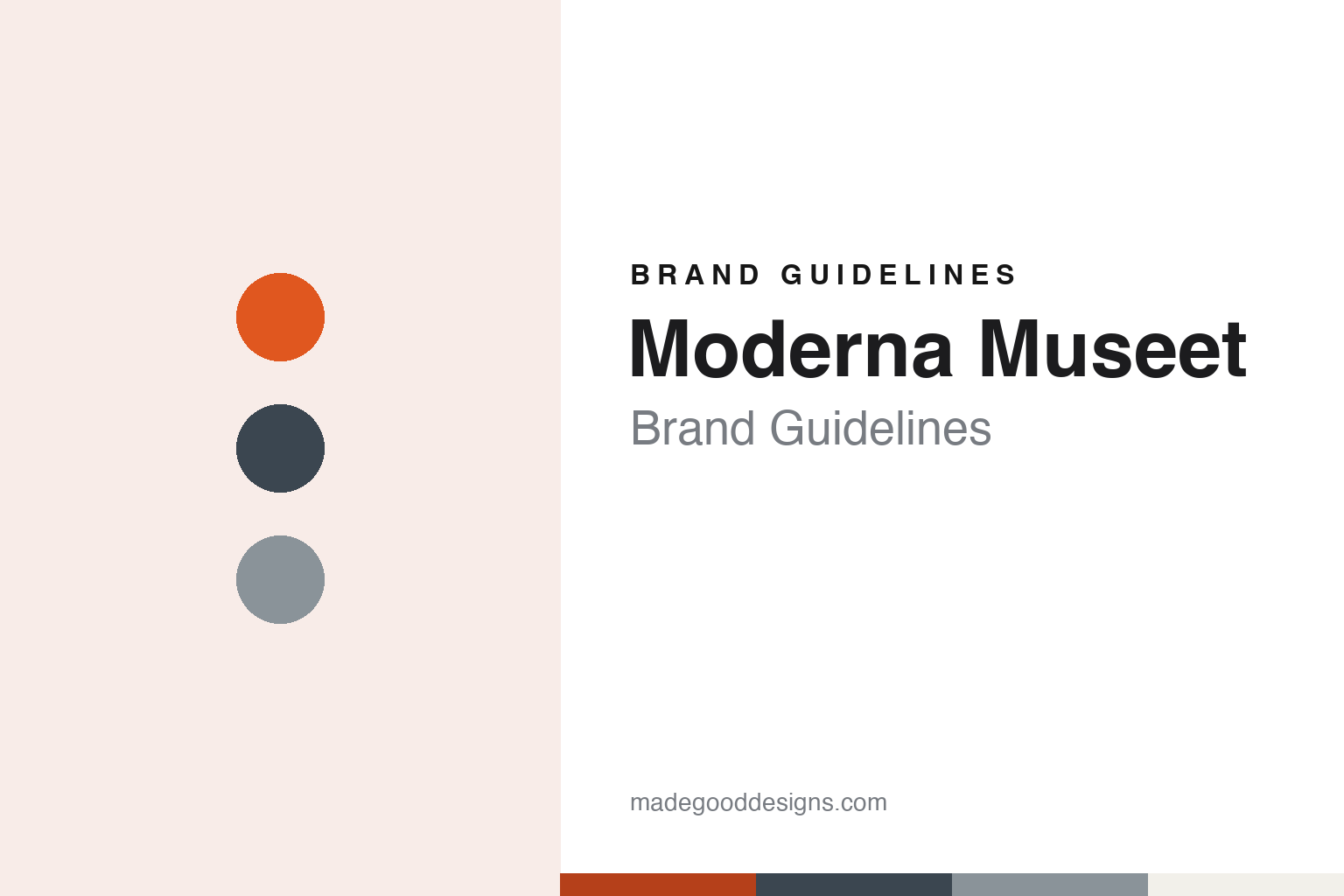 Moderna Museet brand guidelines — abstract colour discs and material texture (original homage; not a Moderna Museet product or logo)