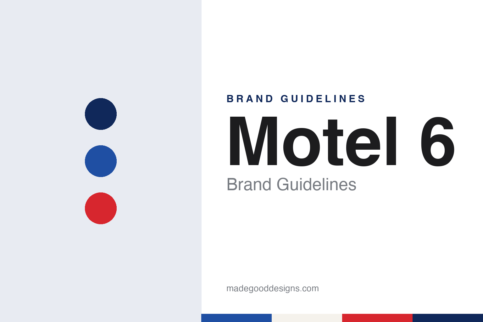 Motel 6 brand guidelines — abstract colour discs and material texture (original homage; not a Motel 6 product or logo)
