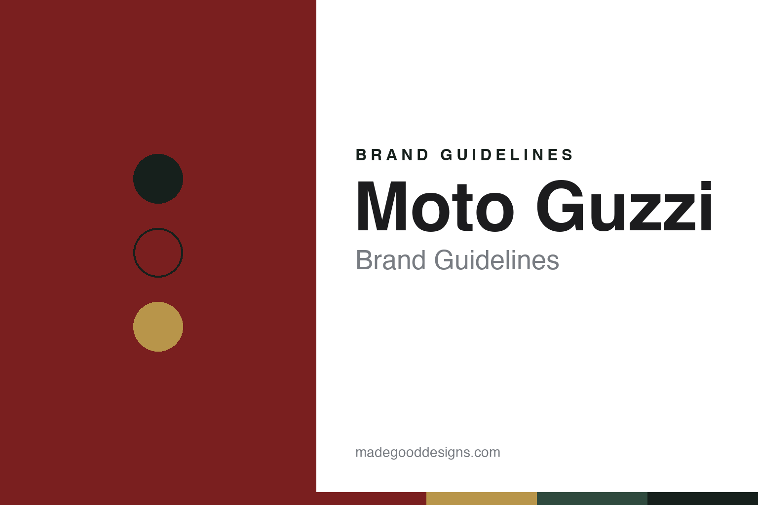 Moto Guzzi brand guidelines — abstract colour discs and material texture (original homage; not a Moto Guzzi product or logo)