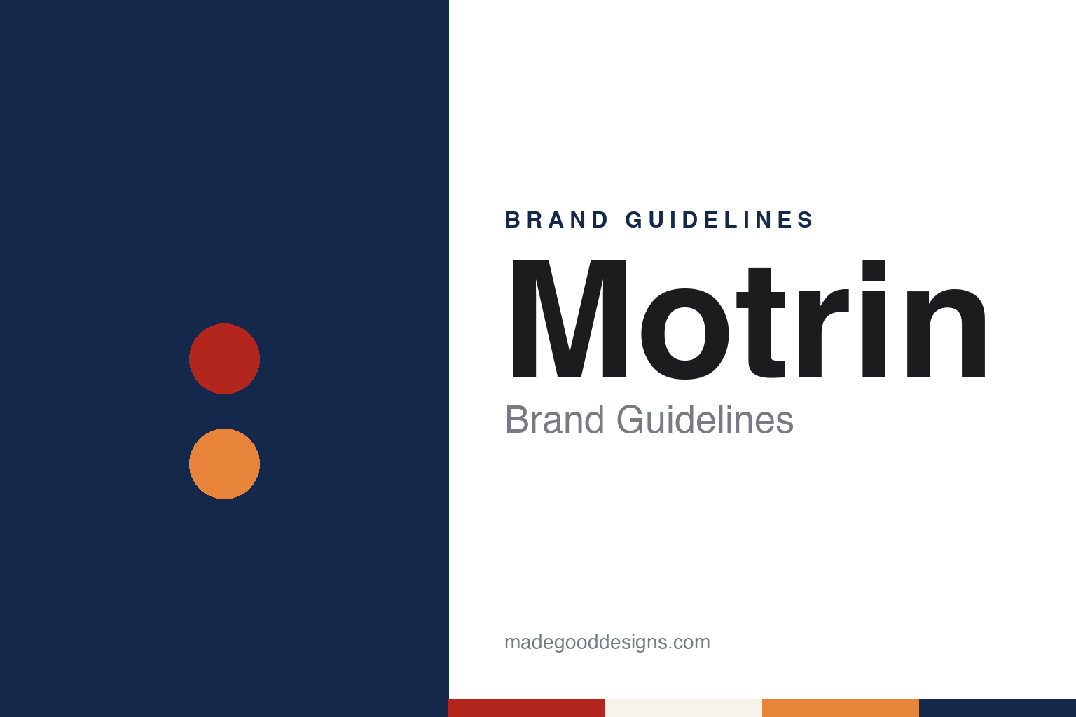 Motrin brand guidelines — abstract colour discs and material texture (original homage; not a Motrin product or logo)