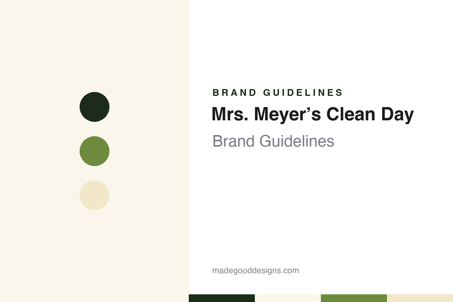 Mrs. Meyer’s Clean Day brand guidelines — abstract colour discs and material texture (original homage; not a Mrs. Meyer’s Clean Day product or logo)