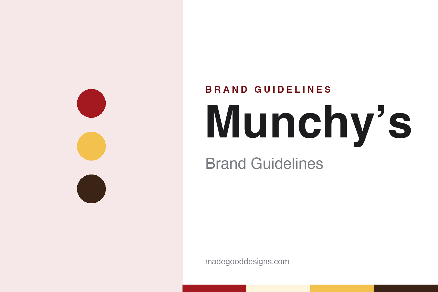 Munchy’s brand guidelines — abstract colour discs and material texture (original homage; not a Munchy’s product or logo)