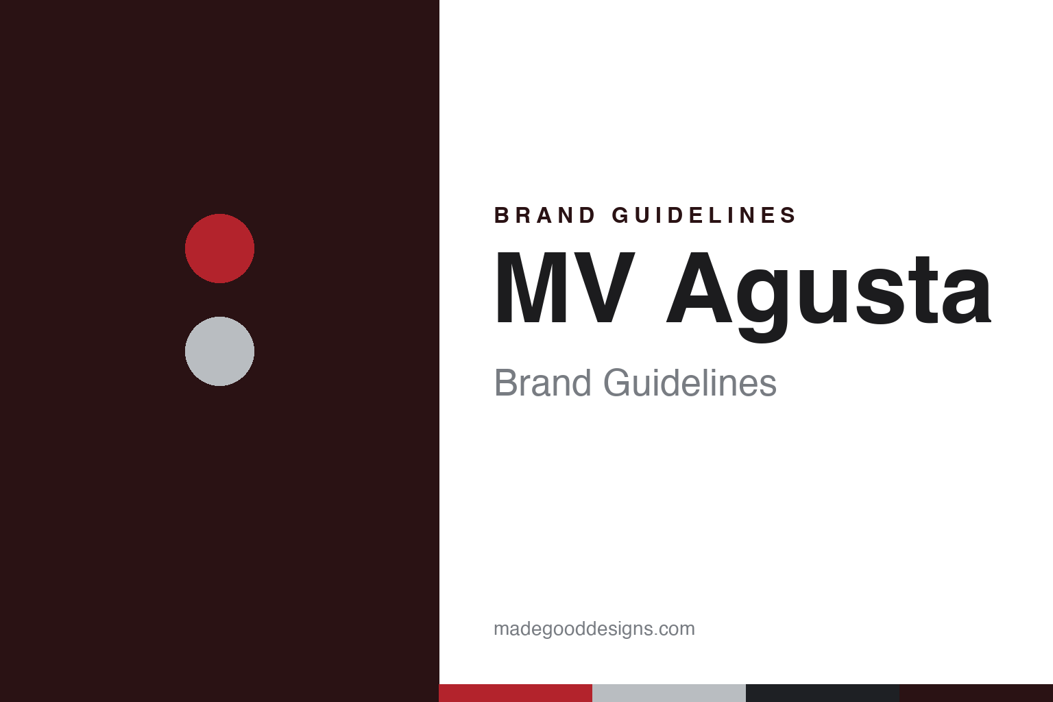 MV Agusta brand guidelines — abstract colour discs and material texture (original homage; not a MV Agusta product or logo)