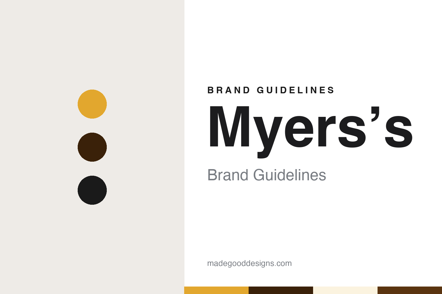 Myers’s brand guidelines — abstract colour discs and material texture (original homage; not a Myers’s product or logo)