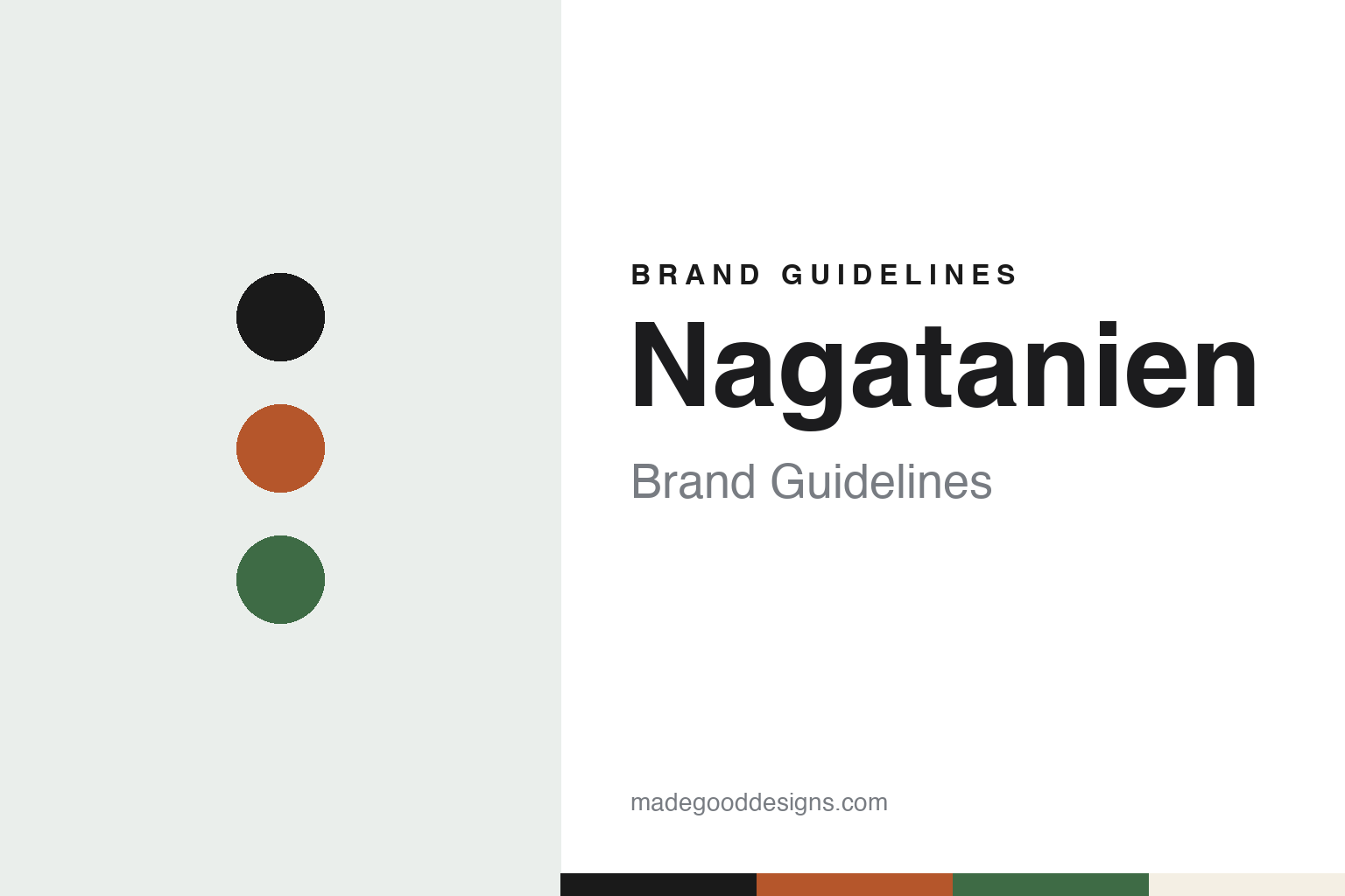 Nagatanien brand guidelines — abstract colour discs and material texture (original homage; not a Nagatanien product or logo)