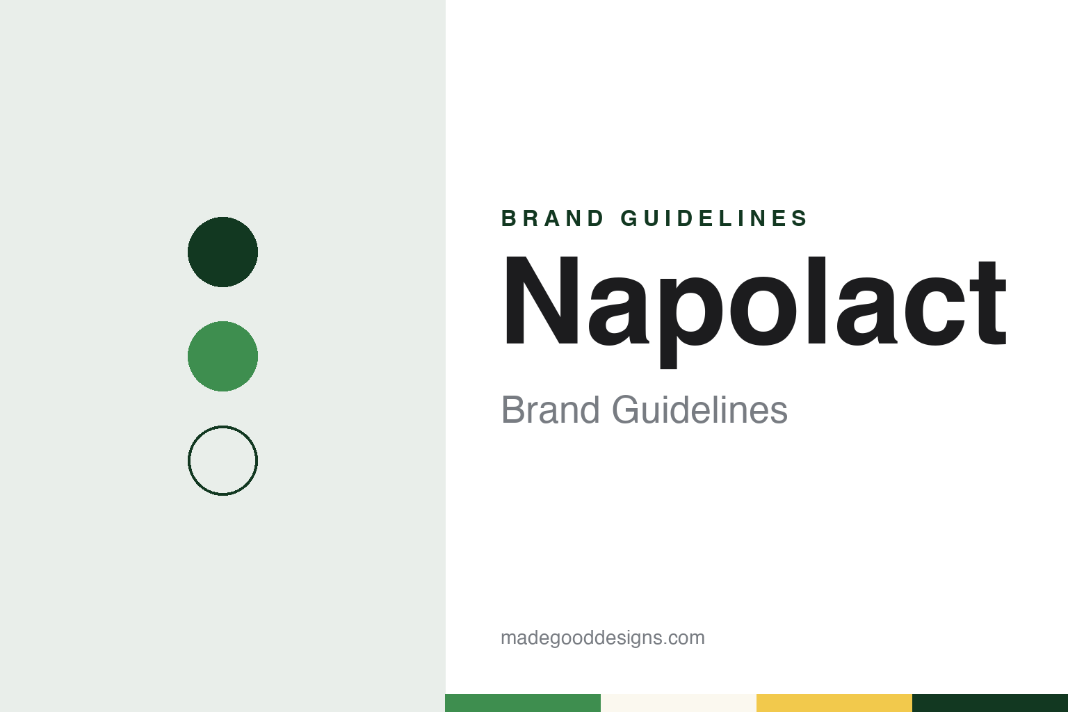 Napolact brand guidelines — abstract colour discs and material texture (original homage; not a Napolact product or logo)