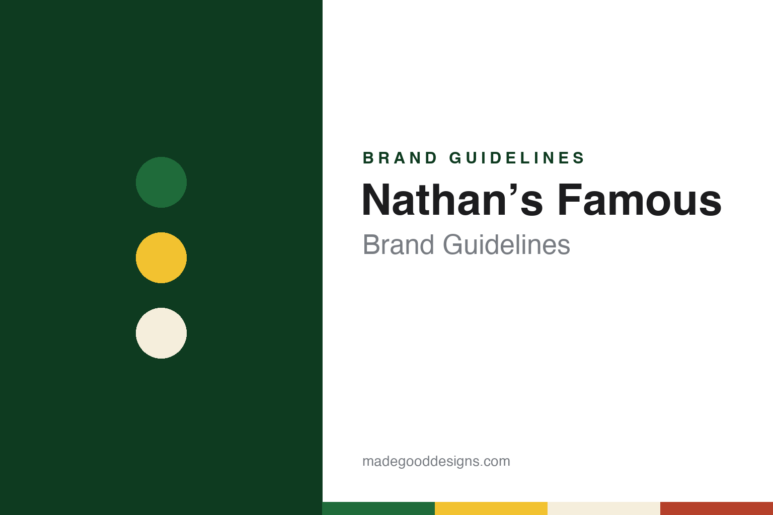 Nathan’s Famous brand guidelines — abstract colour discs and material texture (original homage; not a Nathan’s Famous product or logo)