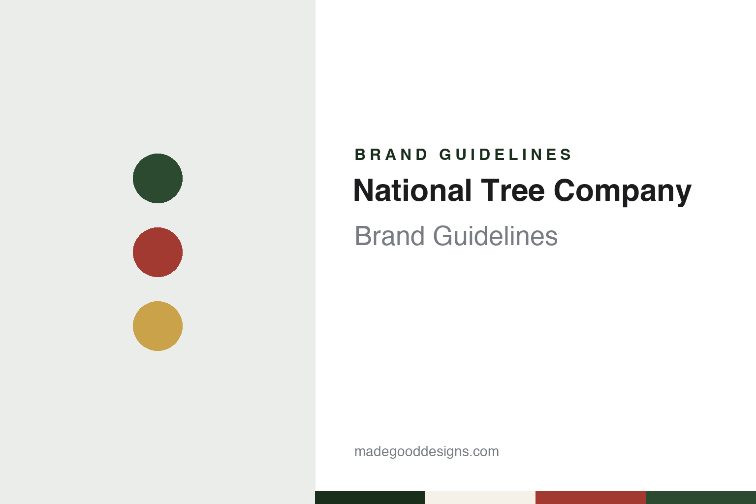 National Tree Company brand guidelines — abstract colour discs and material texture (original homage; not a National Tree Company product or logo)