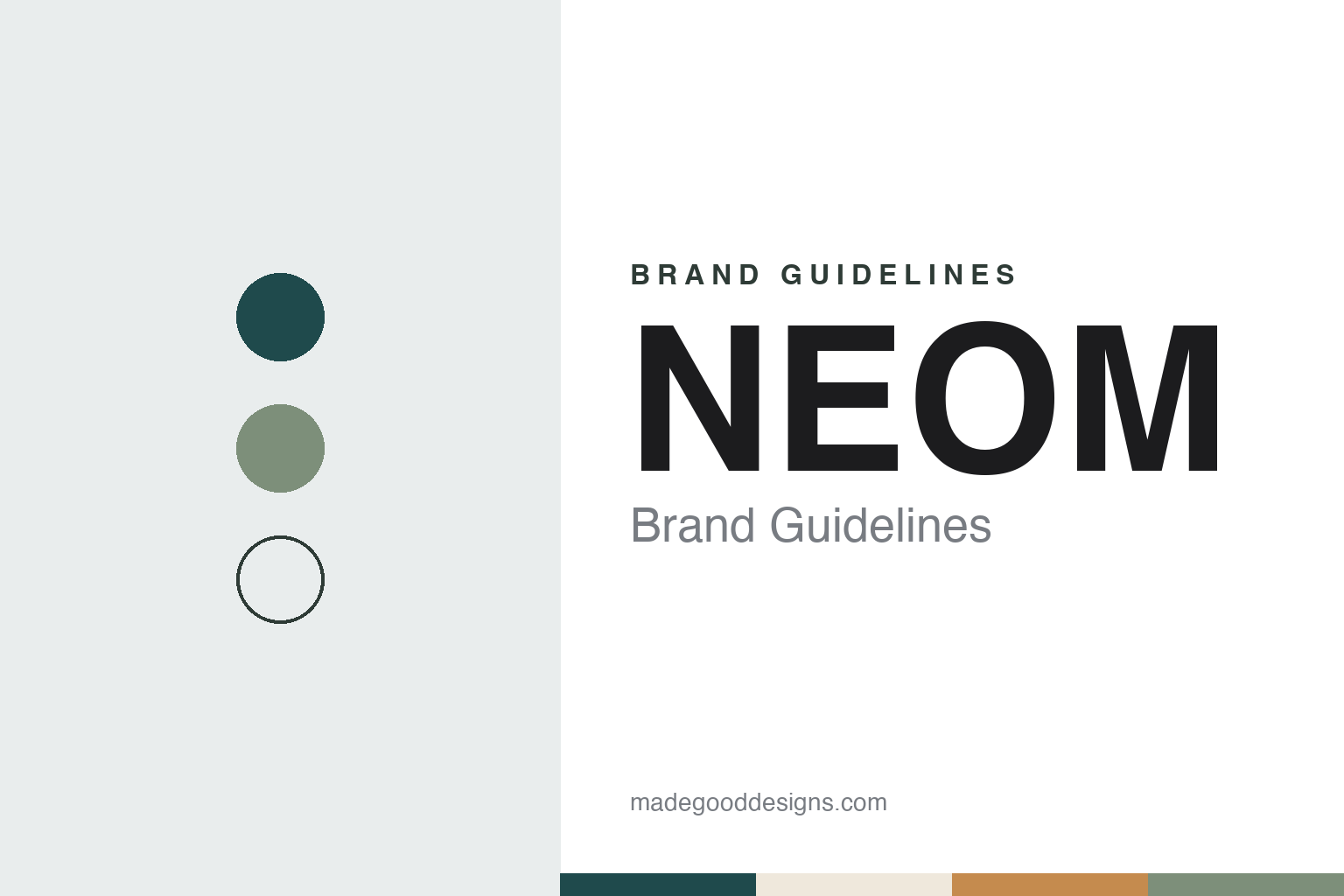 NEOM brand guidelines — abstract colour discs and material texture (original homage; not a NEOM product or logo)