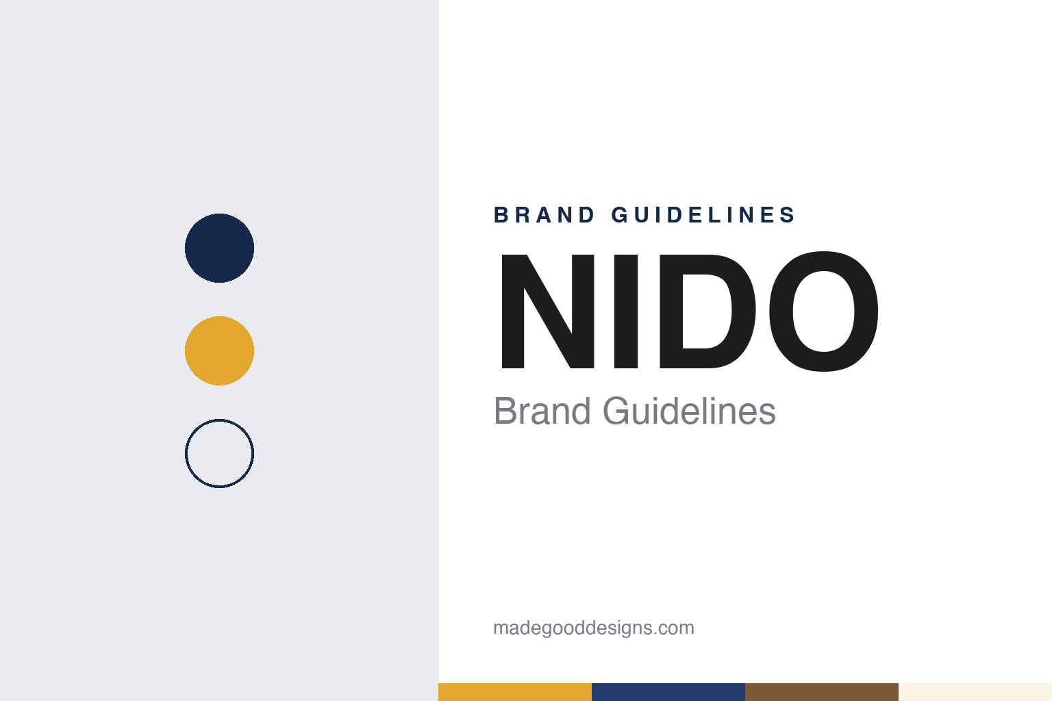 NIDO brand guidelines — abstract colour discs and material texture (original homage; not a NIDO product or logo)