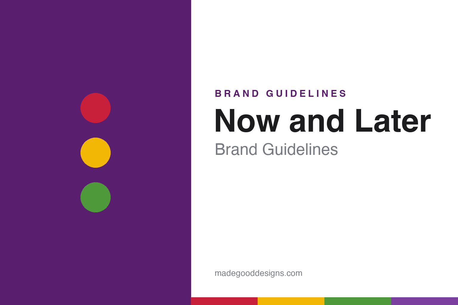 Now and Later brand guidelines — abstract colour discs and material texture (original homage; not a Now and Later product or logo)