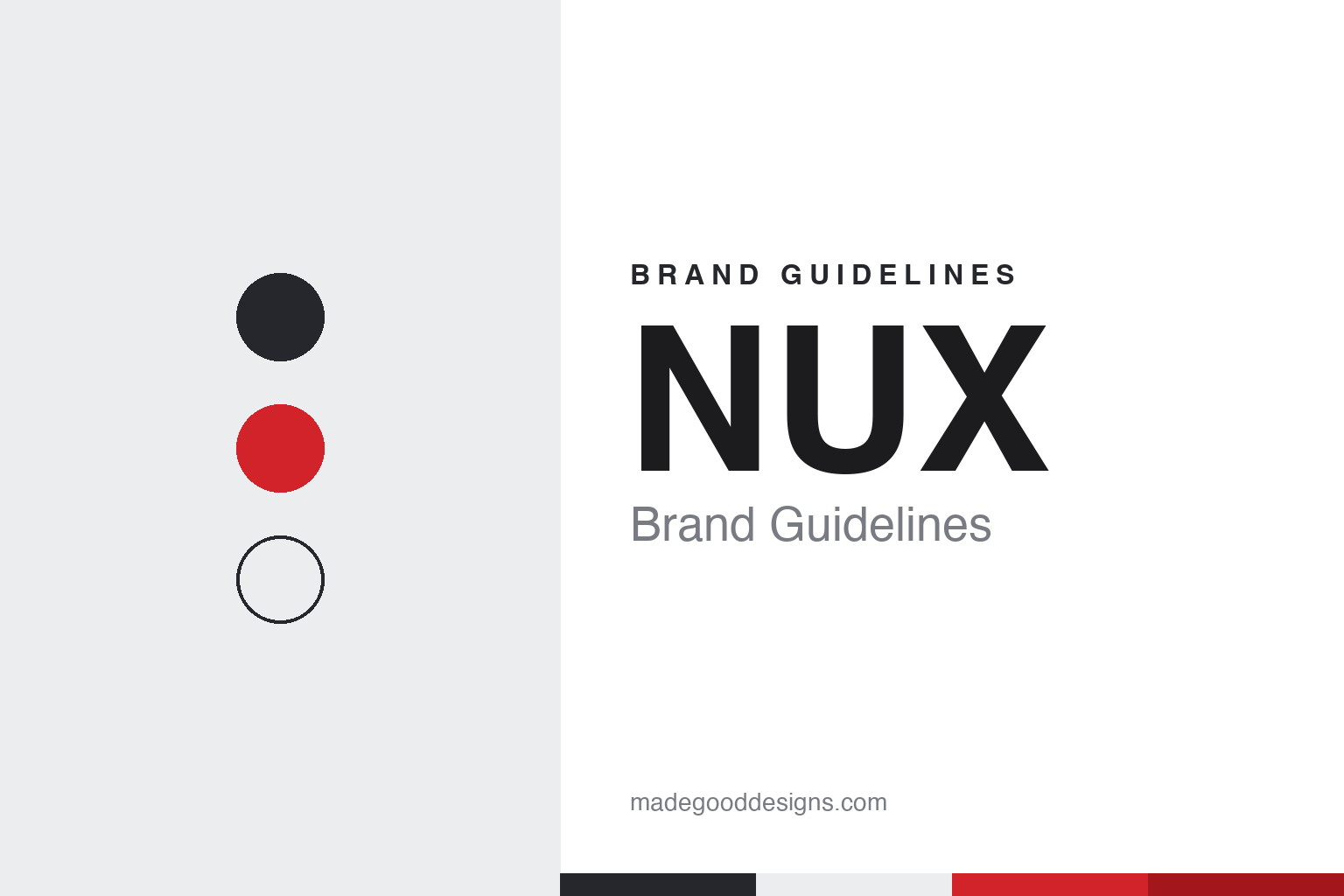 NUX brand guidelines — abstract colour discs and material texture (original homage; not a NUX product or logo)