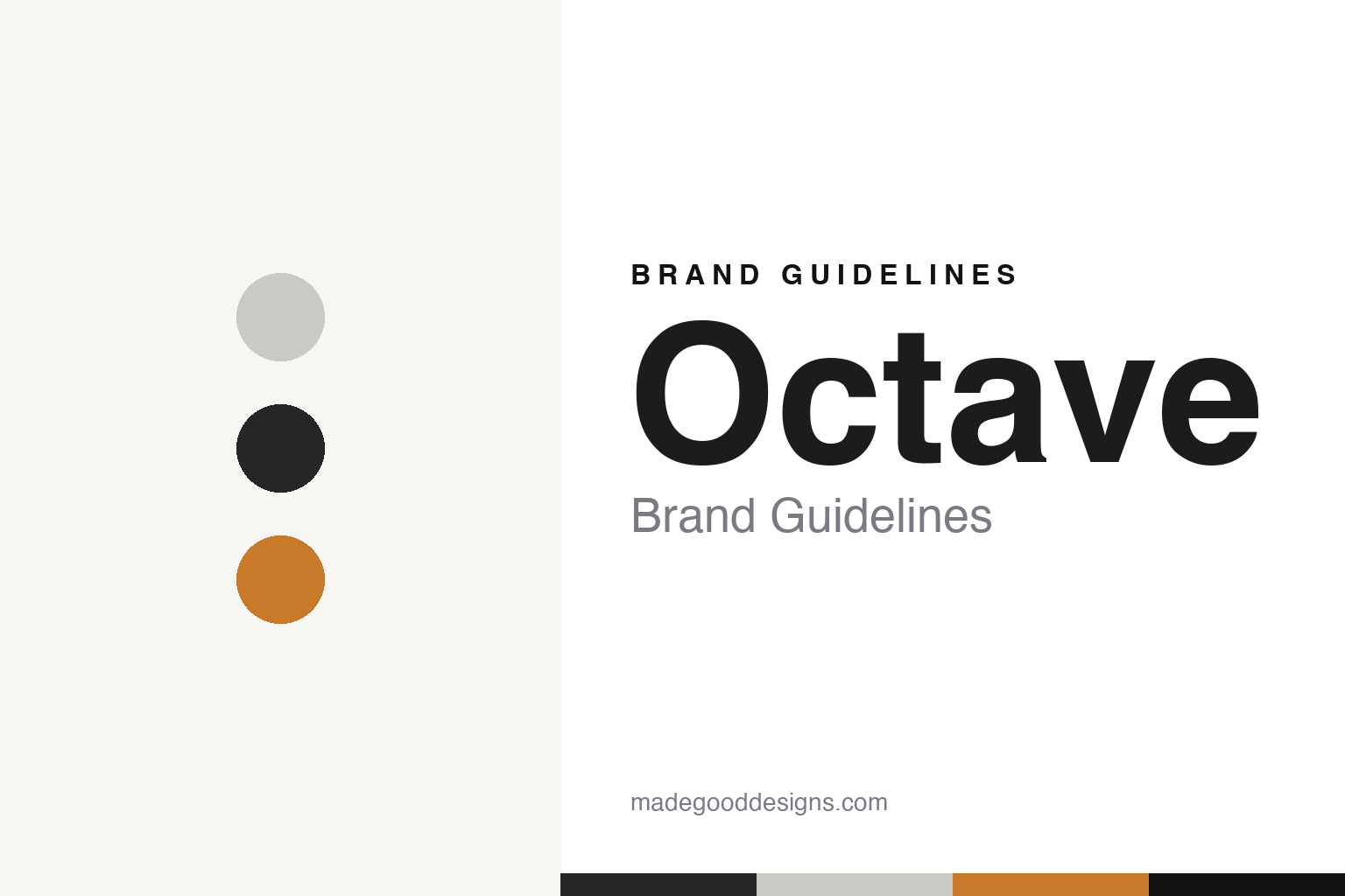 Octave brand guidelines — abstract colour discs and material texture (original homage; not a Octave product or logo)