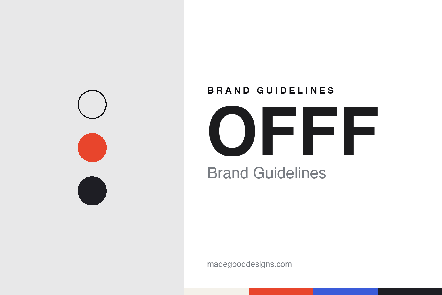 OFFF brand guidelines — abstract colour discs and material texture (original homage; not a OFFF product or logo)