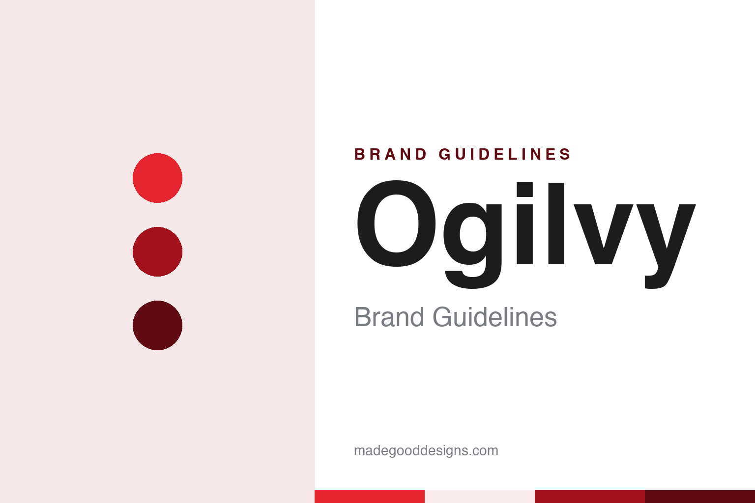 Ogilvy brand guidelines — abstract colour discs and material texture (original homage; not a Ogilvy product or logo)