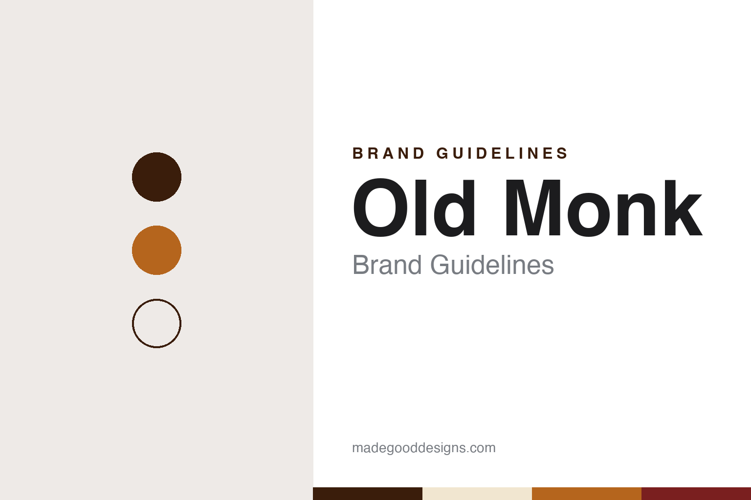 Old Monk brand guidelines — abstract colour discs and material texture (original homage; not a Old Monk product or logo)