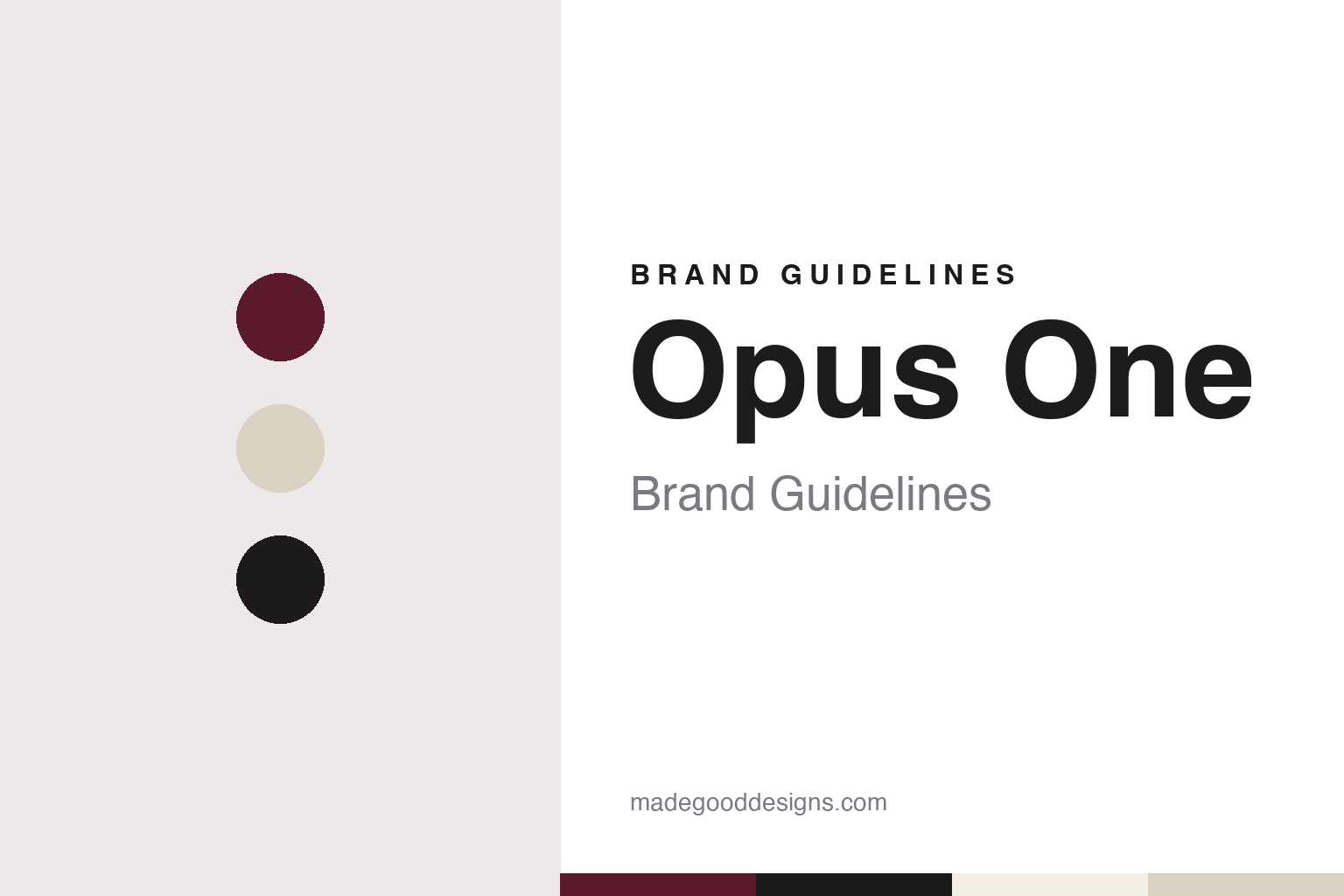 Opus One brand guidelines — abstract colour discs and material texture (original homage; not a Opus One product or logo)