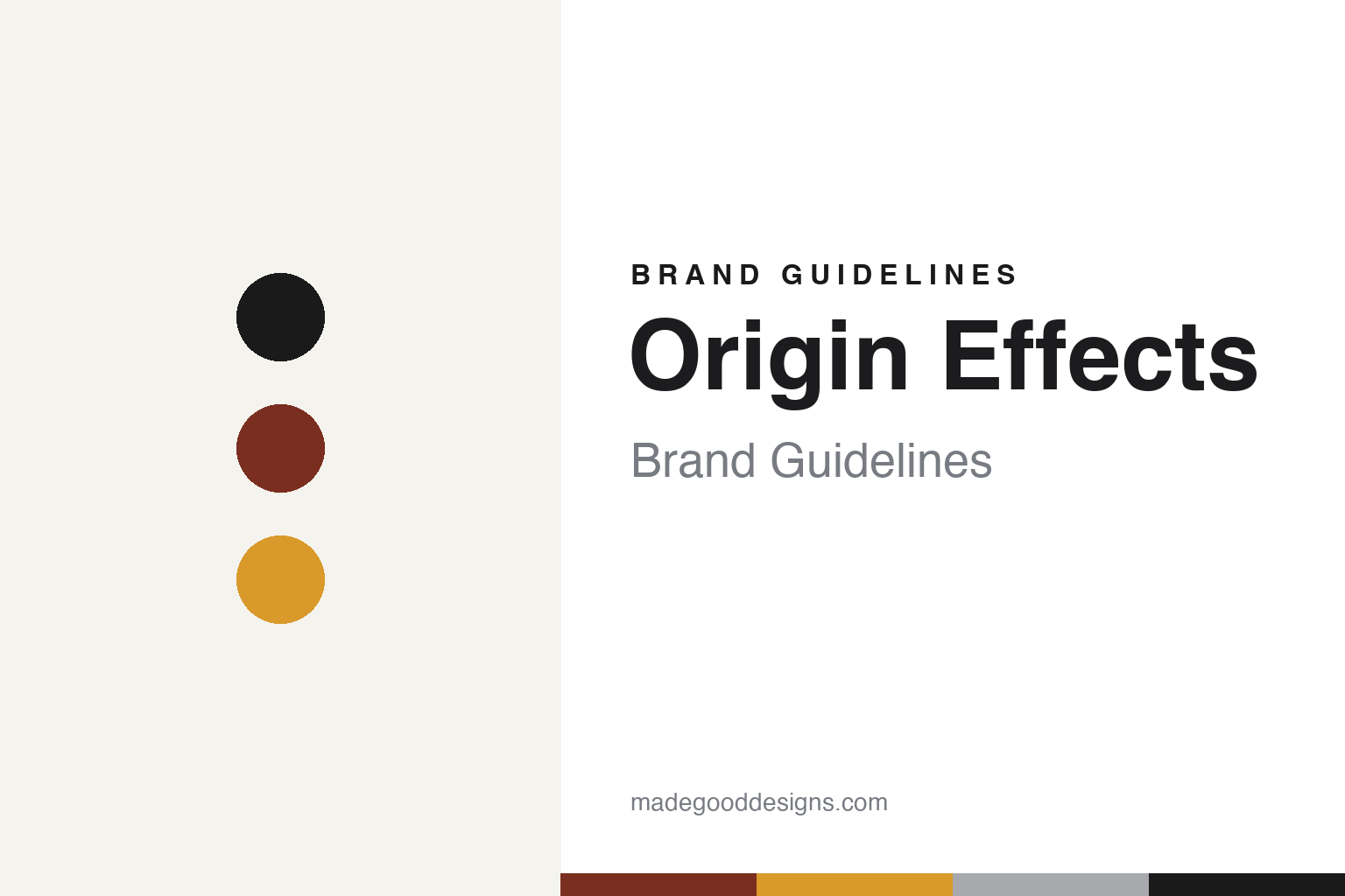 Origin Effects brand guidelines — abstract colour discs and material texture (original homage; not a Origin Effects product or logo)