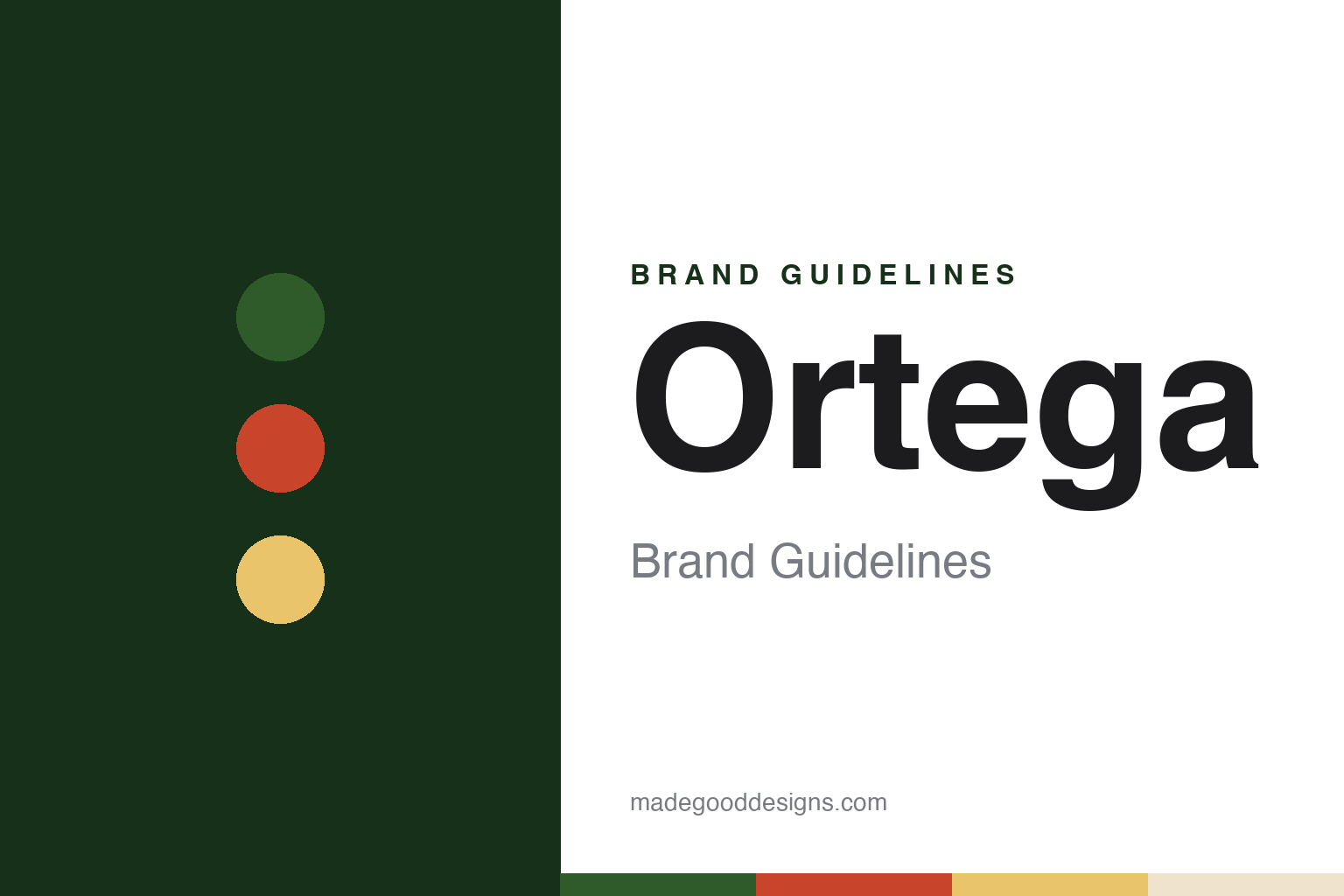 Ortega brand guidelines — abstract colour discs and material texture (original homage; not a Ortega product or logo)