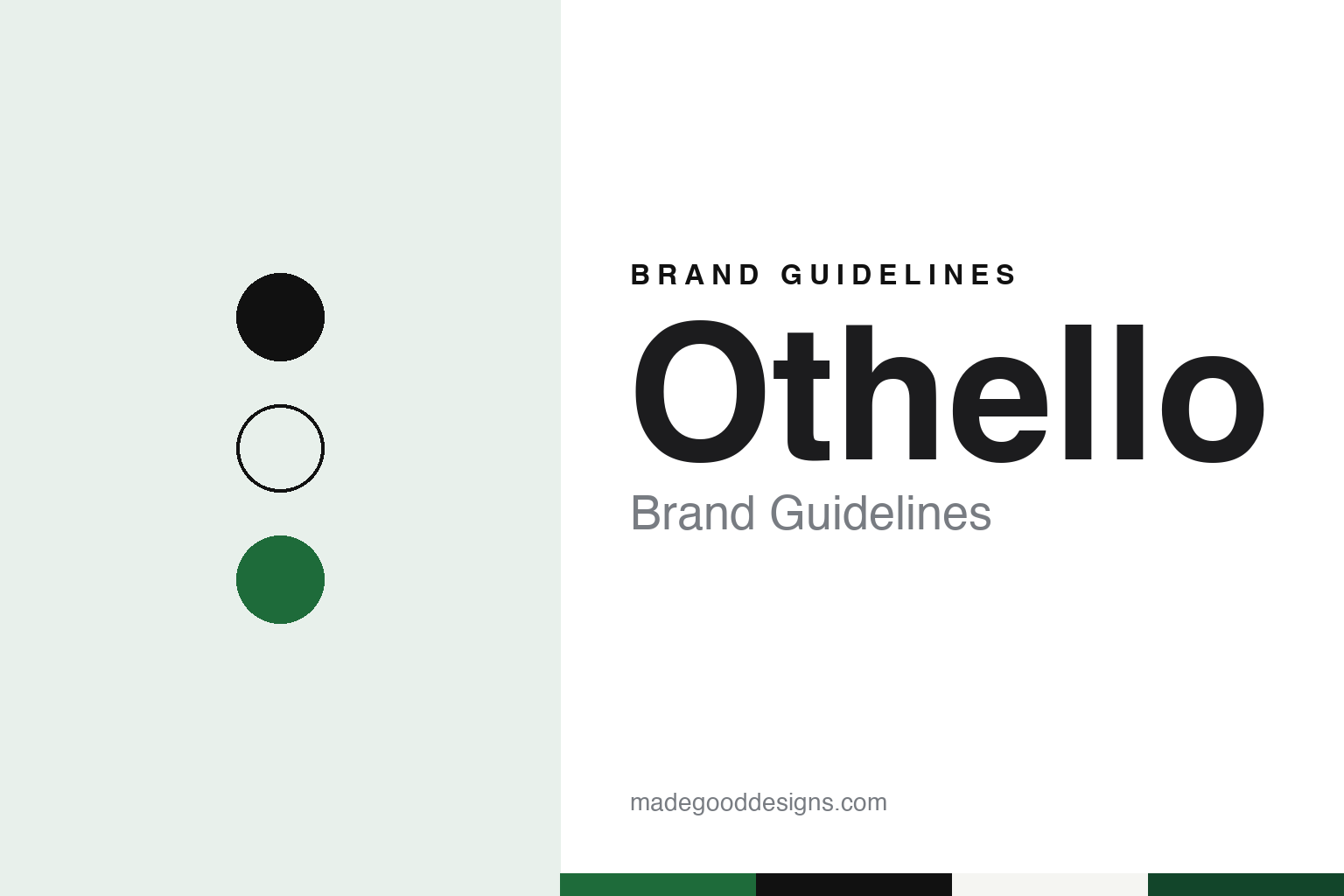 Othello brand guidelines — abstract colour discs and material texture (original homage; not a Othello product or logo)