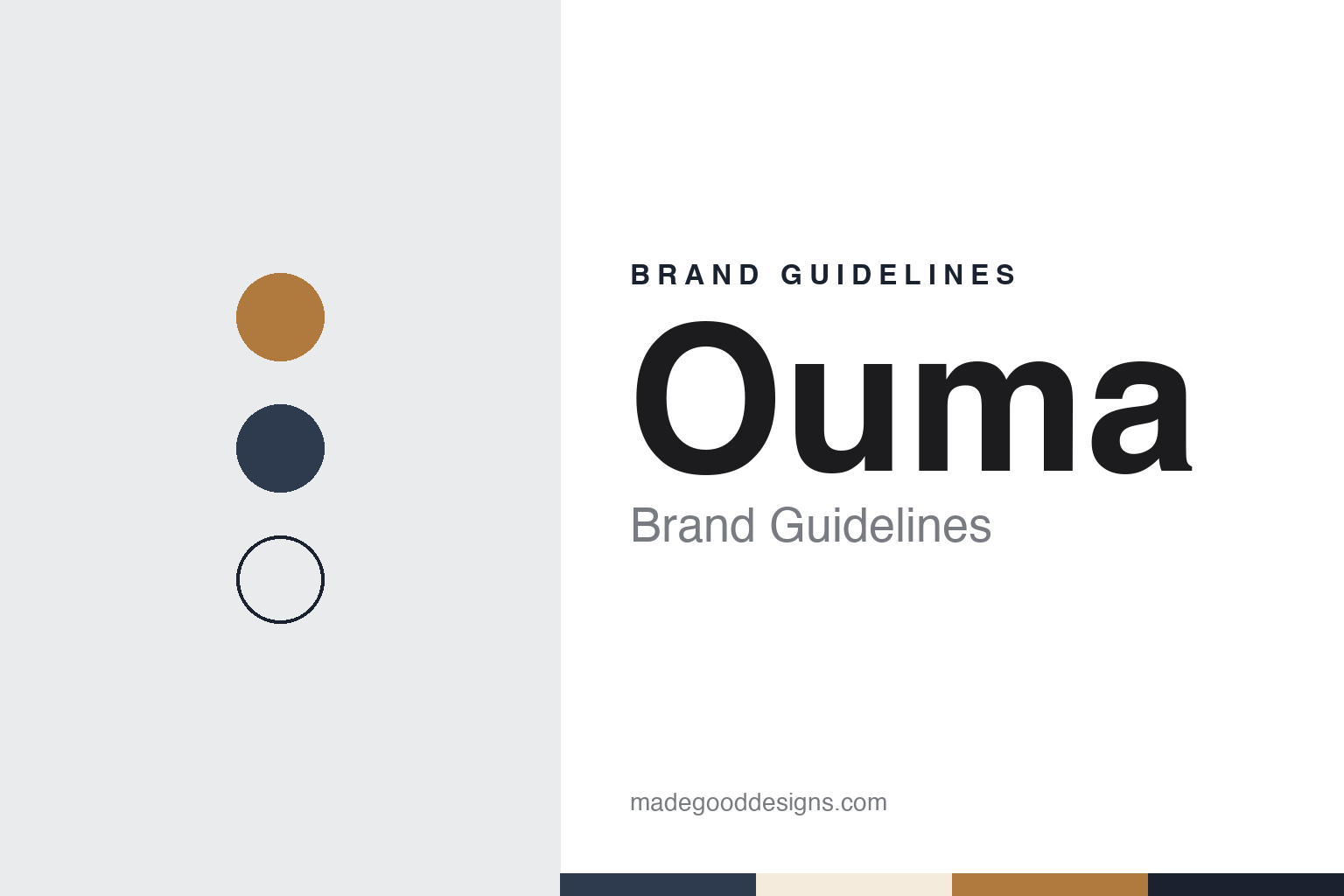 Ouma brand guidelines — abstract colour discs and material texture (original homage; not a Ouma product or logo)