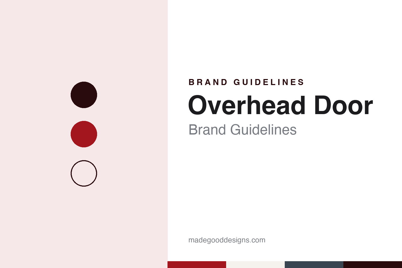 Overhead Door brand guidelines — abstract colour discs and material texture (original homage; not a Overhead Door product or logo)