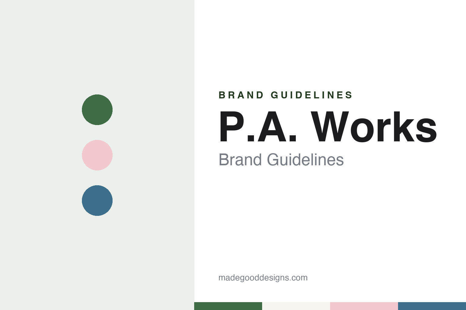 P.A. Works brand guidelines — abstract colour discs and material texture (original homage; not a P.A. Works product or logo)