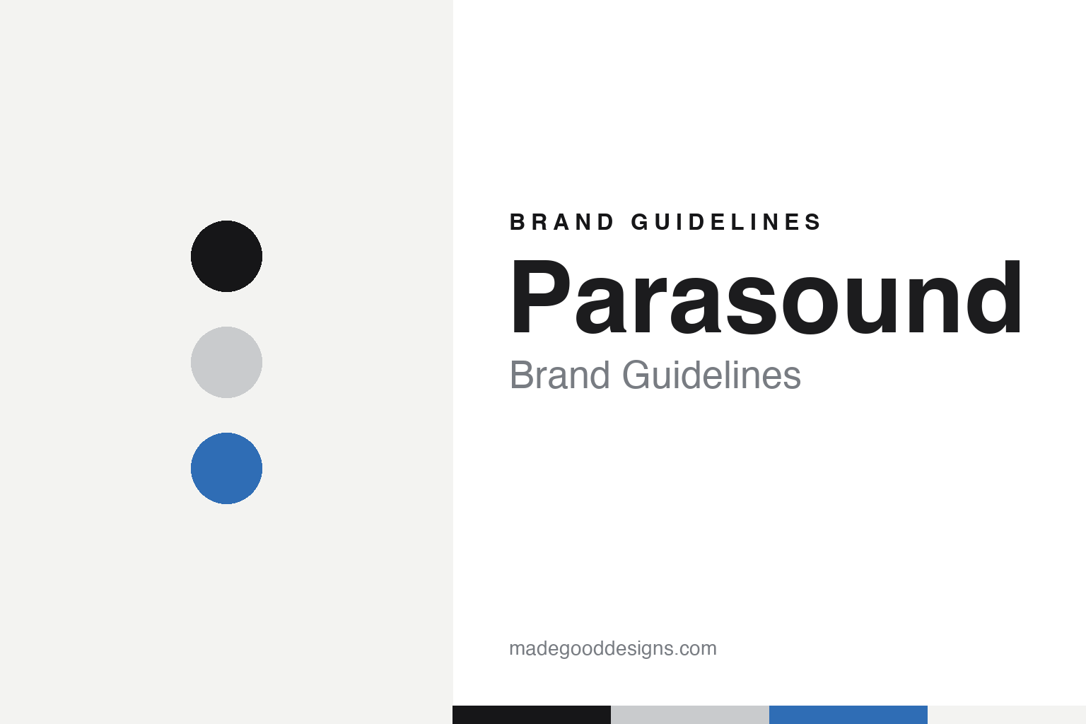 Parasound brand guidelines — abstract colour discs and material texture (original homage; not a Parasound product or logo)
