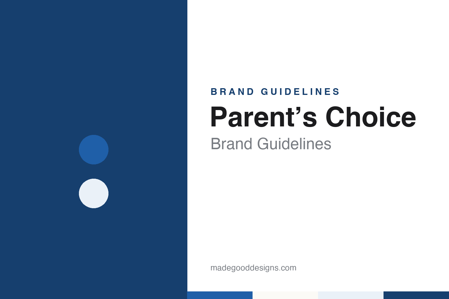 Parent’s Choice brand guidelines — abstract colour discs and material texture (original homage; not a Parent’s Choice product or logo)